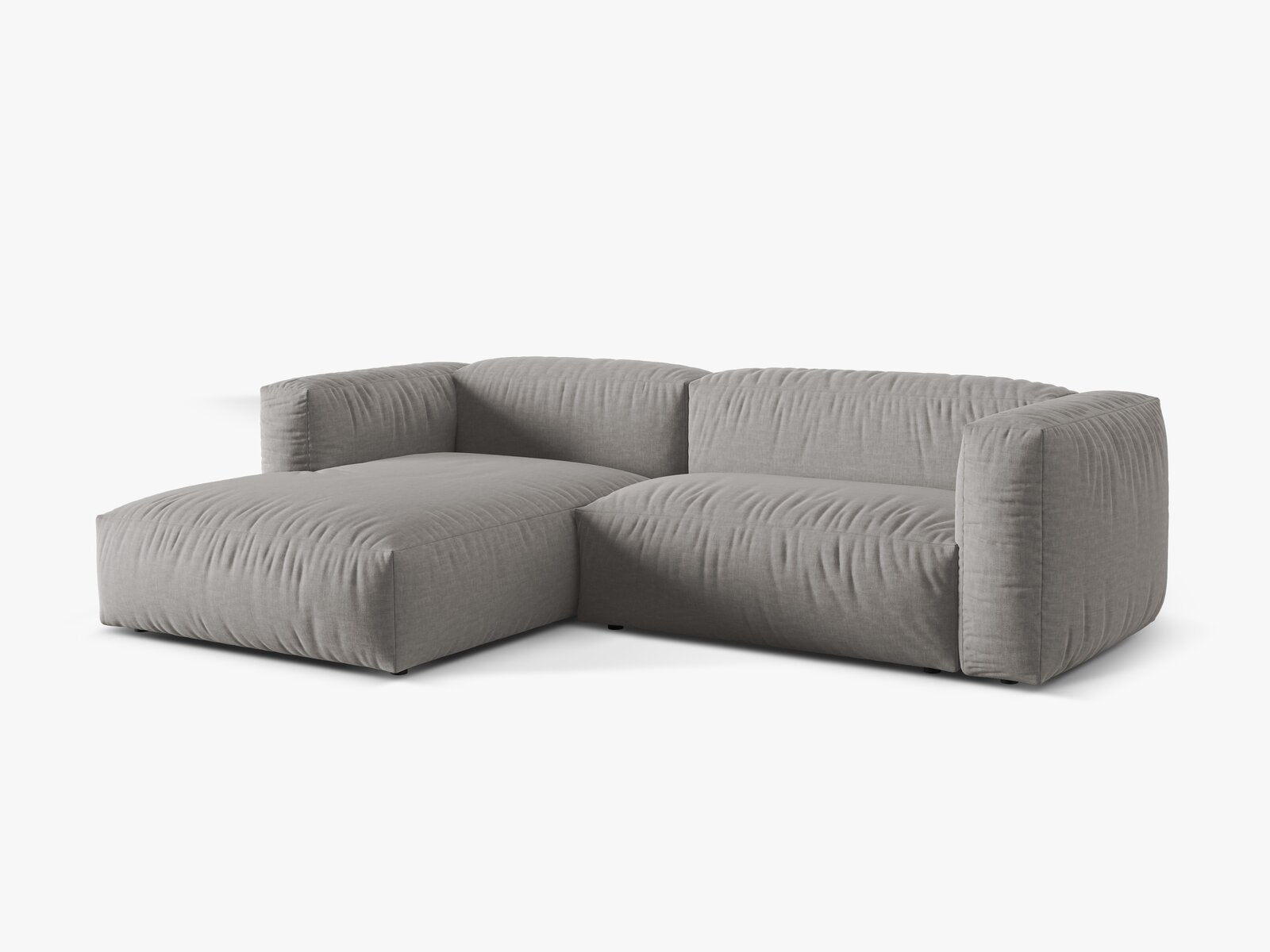 Micadoni Ecksofa Martina 2-Sitzer Links Strukturierter Stoff Boston Hellgrau