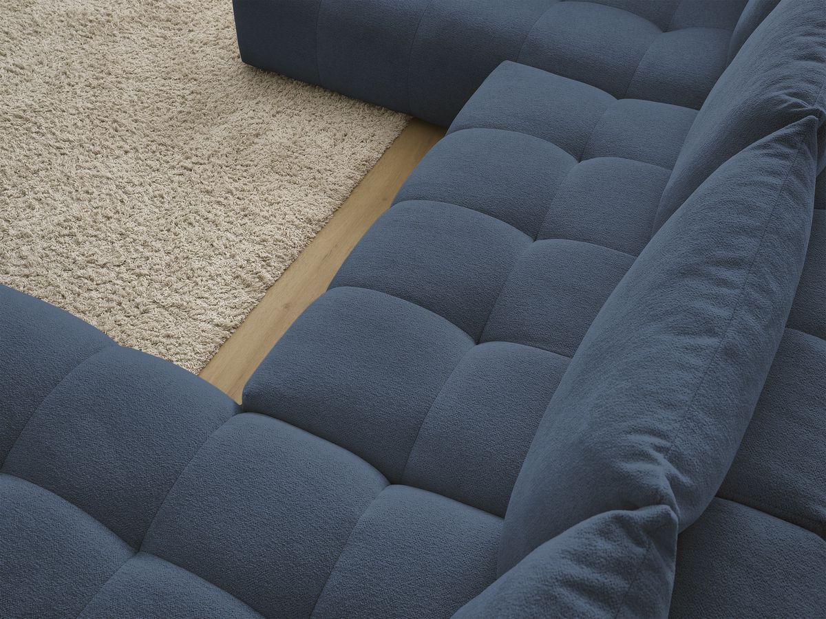 Bobochic Everest Wohnlandschaft, 6 Kissen Melange-Stoff Dunkelblau Ecke rechts