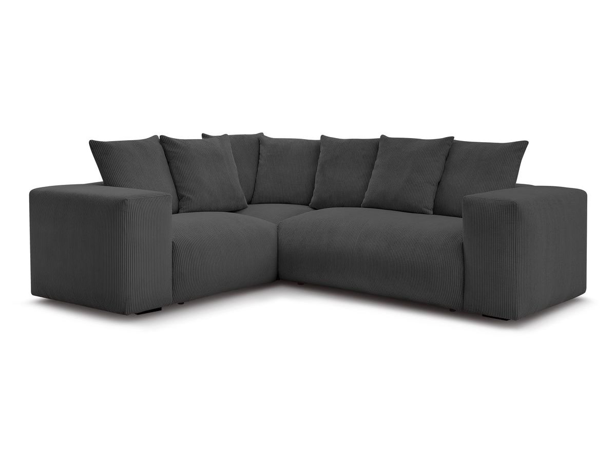 Bobochic Voltaire Ecksofa 268 × 214 cm Cordsamt Dunkelgrau Ecke links