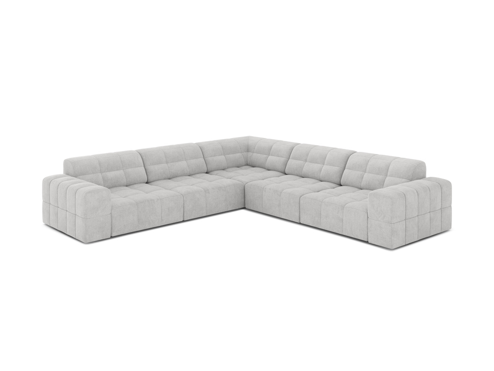 Cosmopolitan Design Symmetrisches Ecksofa Chicago 4-Sitzer Chenille Eden Silber