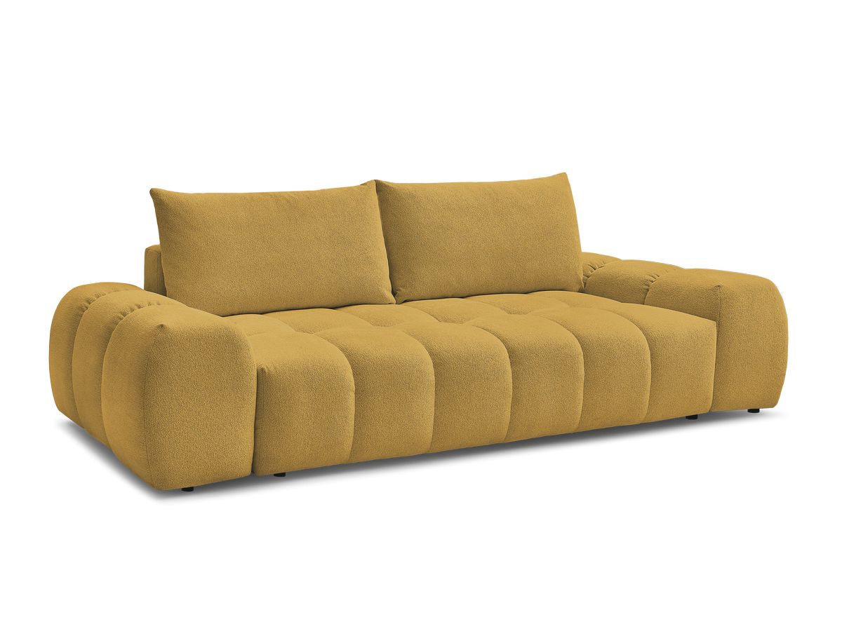 Bobochic Everest Schlafsofa 3-Sitzer mit Bettkasten, 2 Kissen Melange-Stoff Gelb