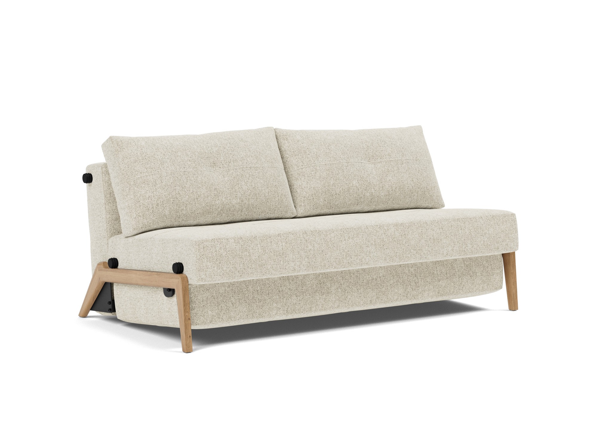 Schlafsofa Cubed 160 Strukturierter Stoff Taura 357-Off-White Beine Eiche