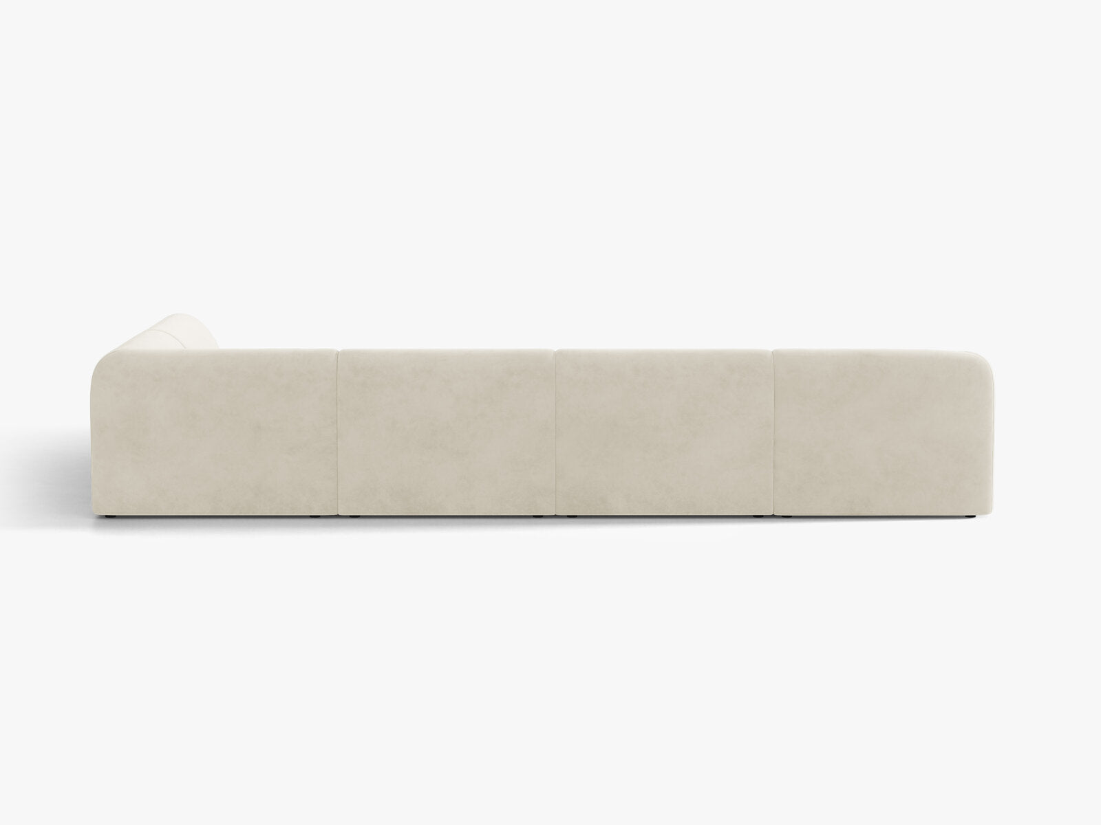 Micadoni Panorama-Ecksofa Miley 6-Sitzer Rechts Samt Bluvel Helles Beige