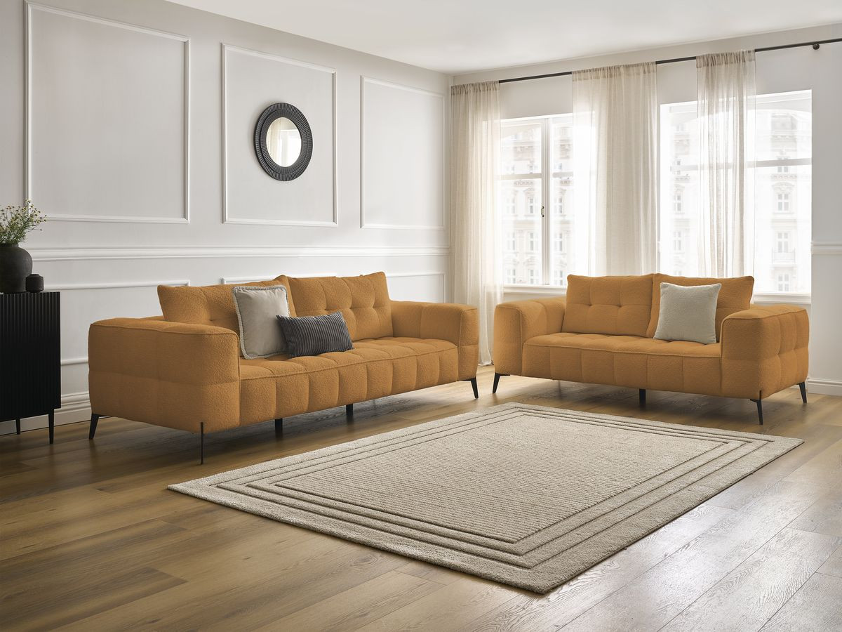 Bobochic Anis Sofa 5-Sitzer Bouclé-Stoff Gelb