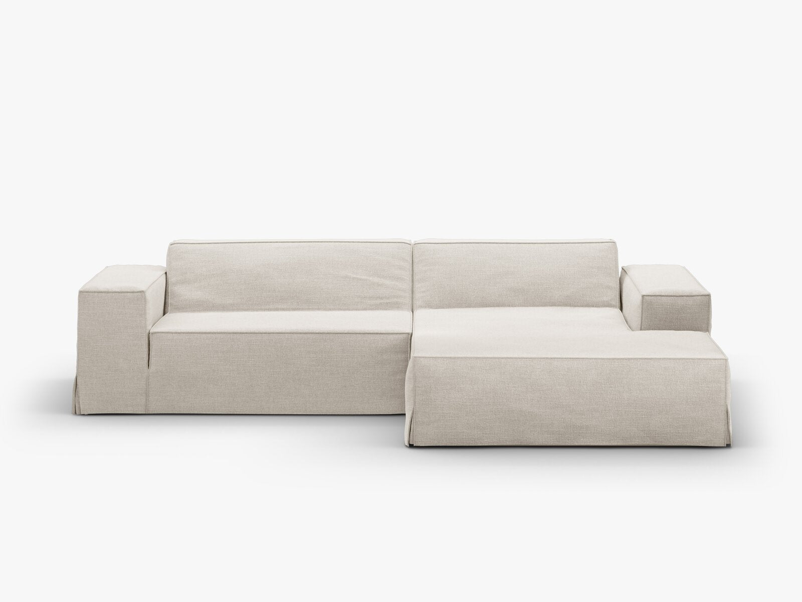 Micadoni Ersatzbezug Ecksofa Jodie 3-Sitzer Strukturierter Stoff Lins Natur Rechts