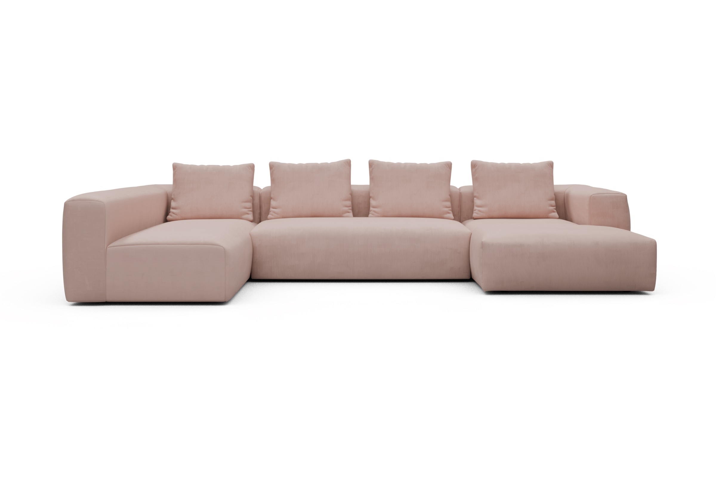 Skandi Home Wohnlandschaft Fred Chaiselongue rechts mit 2-Sitzer und lange Armlehne links Cordufine-Blush moebelfaktor