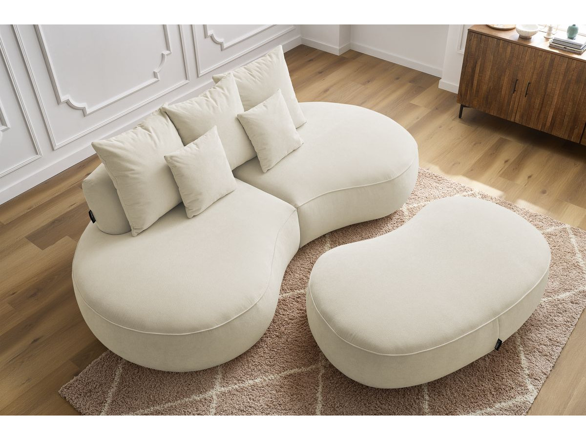 Bobochic Saint-germain Sofa 5-Sitzer mit Pouf Strukturstoff Beige
