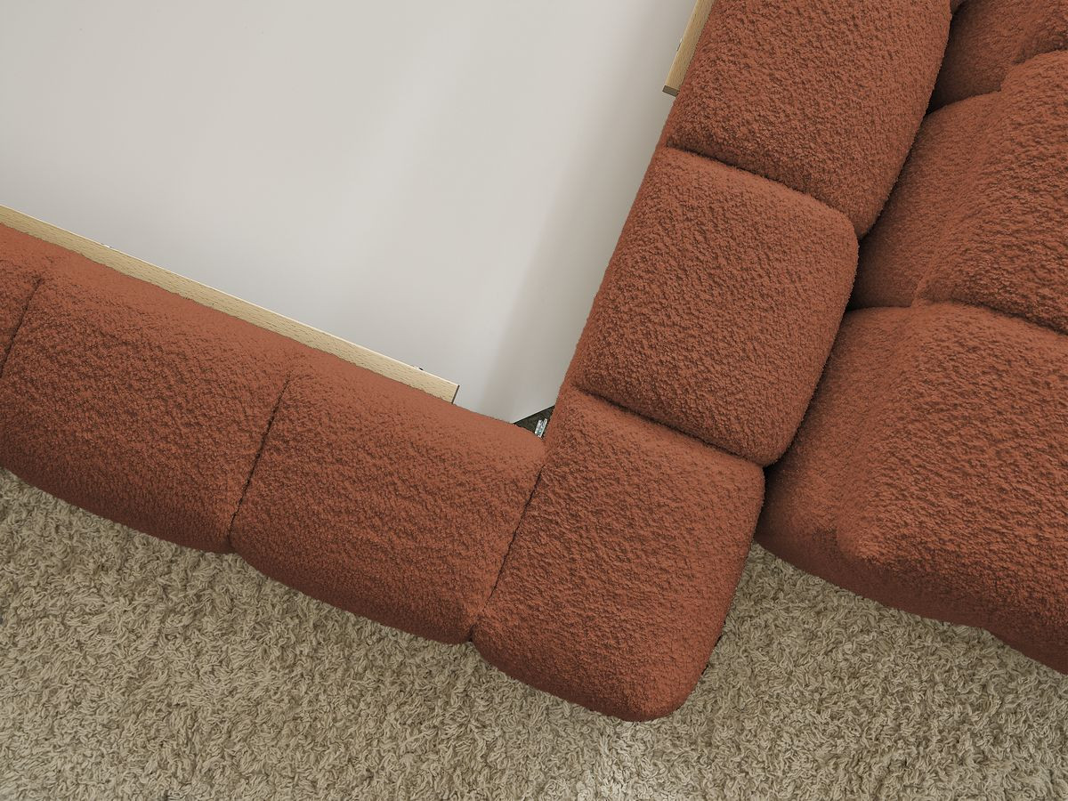 Bobochic Mont-blanc Polsterbett mit Bettkasten mit Bettbank Bouclé-Stoff Orange, Liegefläche 160 × 200 cm