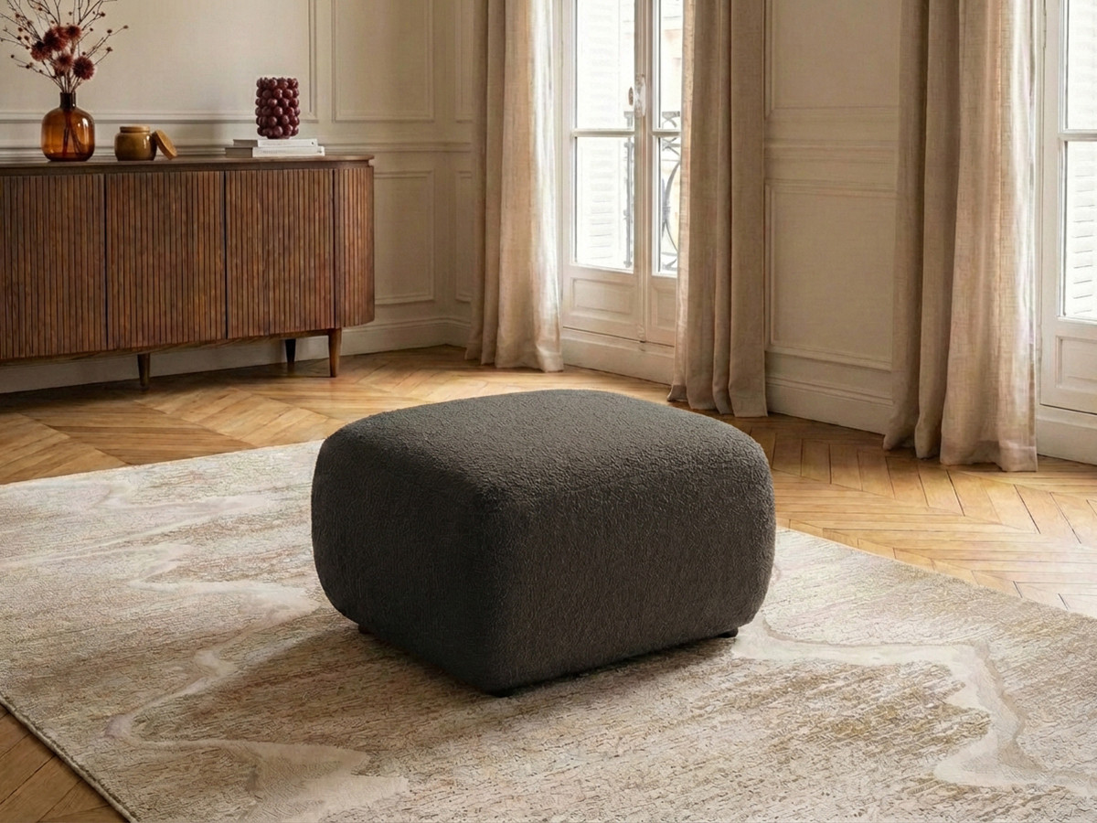 Bobochic Montaigne Pouf Bouclé-Stoff Braun