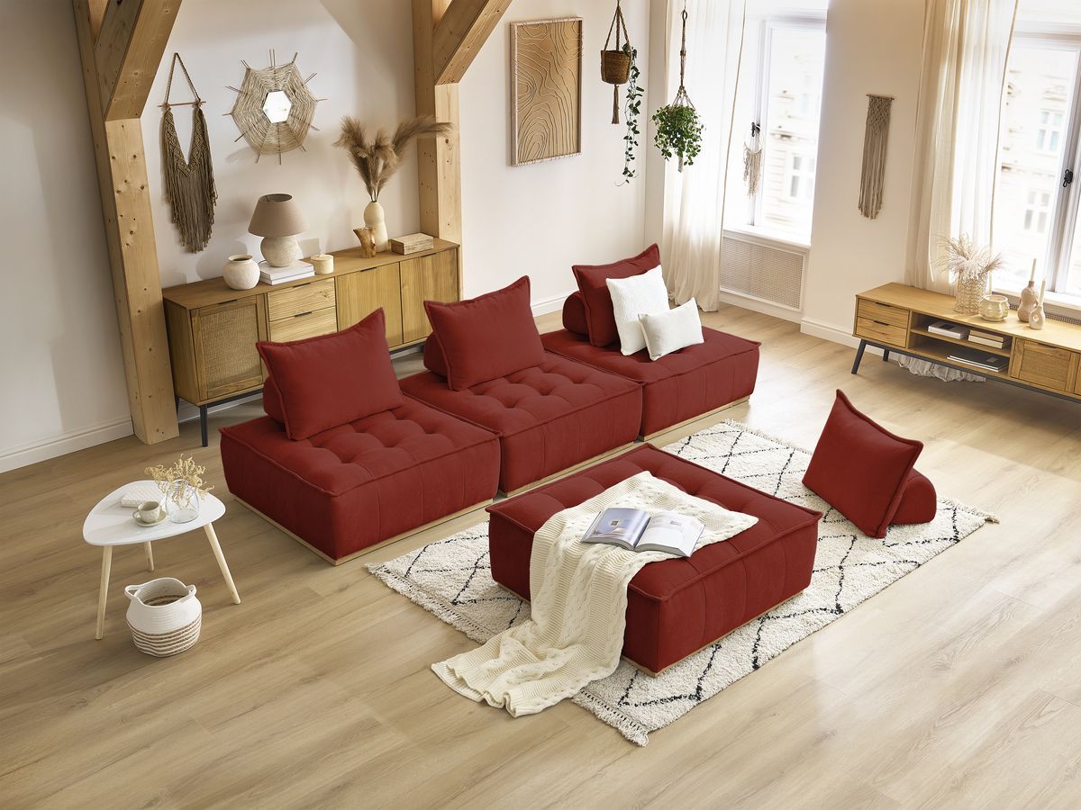 Bobochic Elisa Sofa 4-Sitzer Strukturstoff Orange