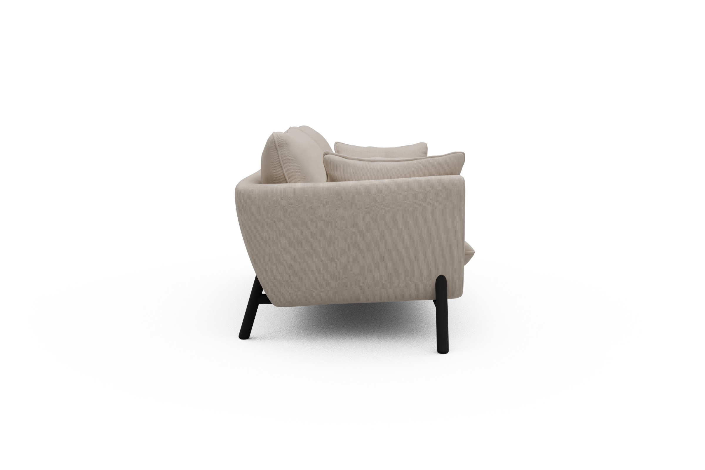 Sofa Emil 2-Sitzer Beinfarbe Eiche Schwarz Cordufine-Off-White