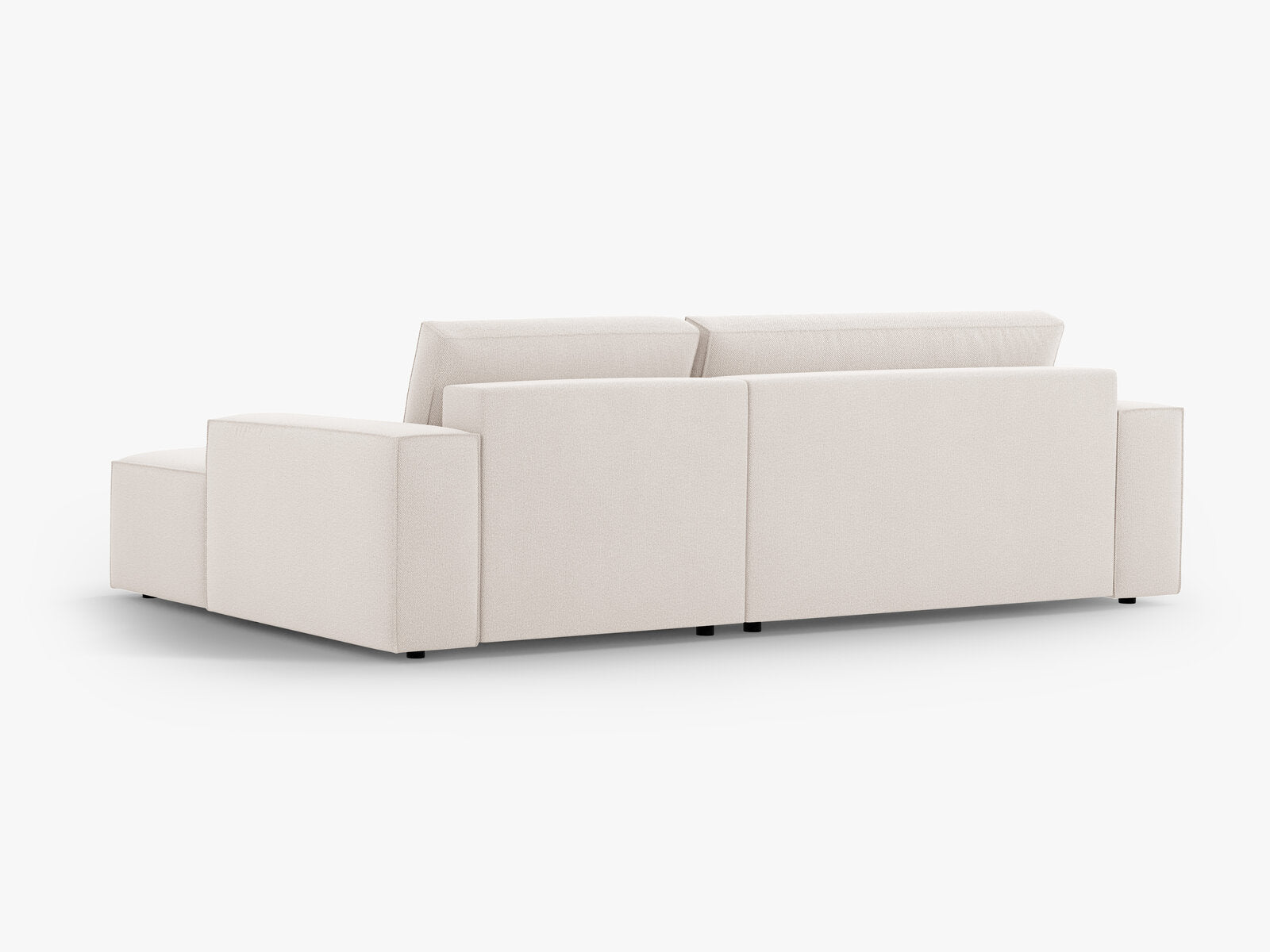 Micadoni Schlaf-Ecksofa Jodie 3-Sitzer Rechts Strukturierter Stoff Helles Beige