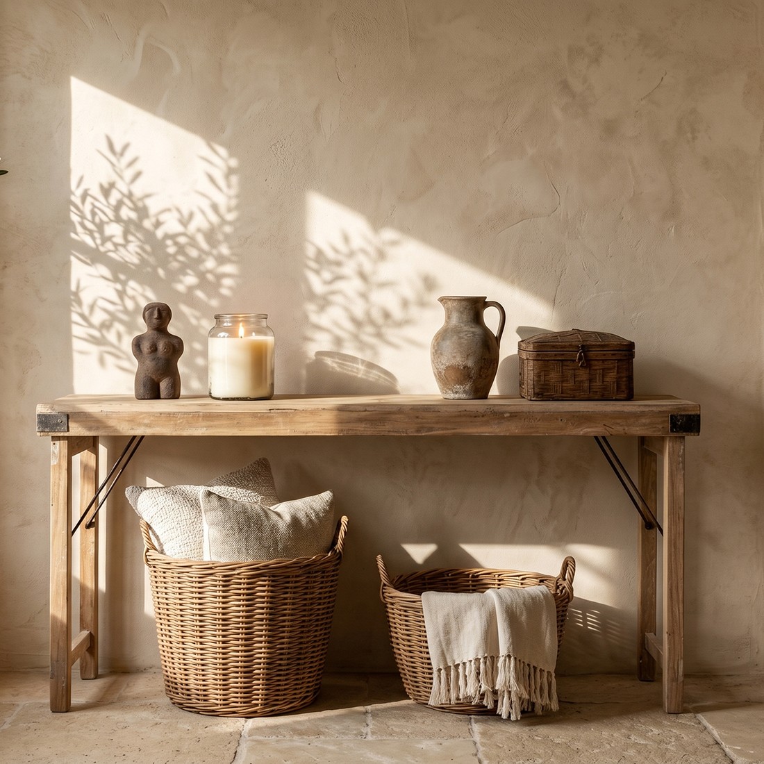 Raw Materials Klappbarer Wandtisch Kalkwasch-Finish 170x40x76cm