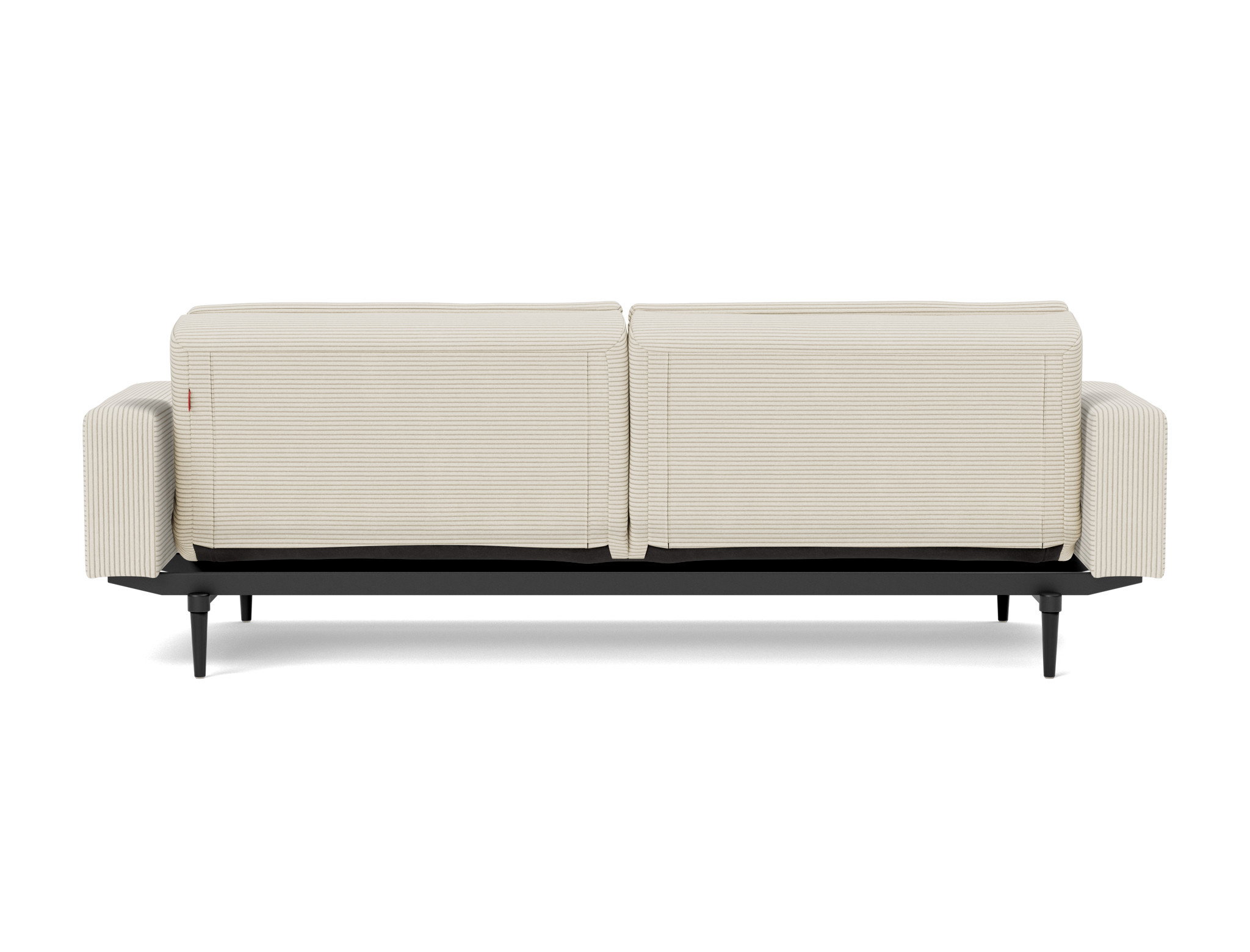 Schlafsofa Dublexo mit Armlehnen Kord Corduroy 594-Ivory Beine Styletto Eiche schwarz