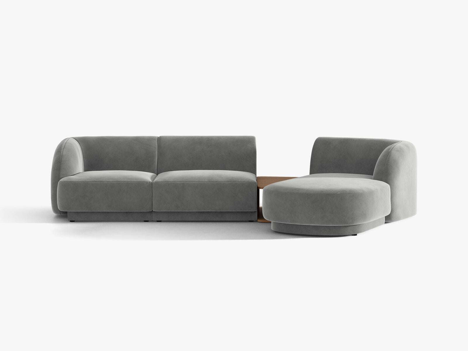 Micadoni Modulares Sofa Miley mit Recamiere 3-Sitzer Rechts Samt Venus Hellgrau