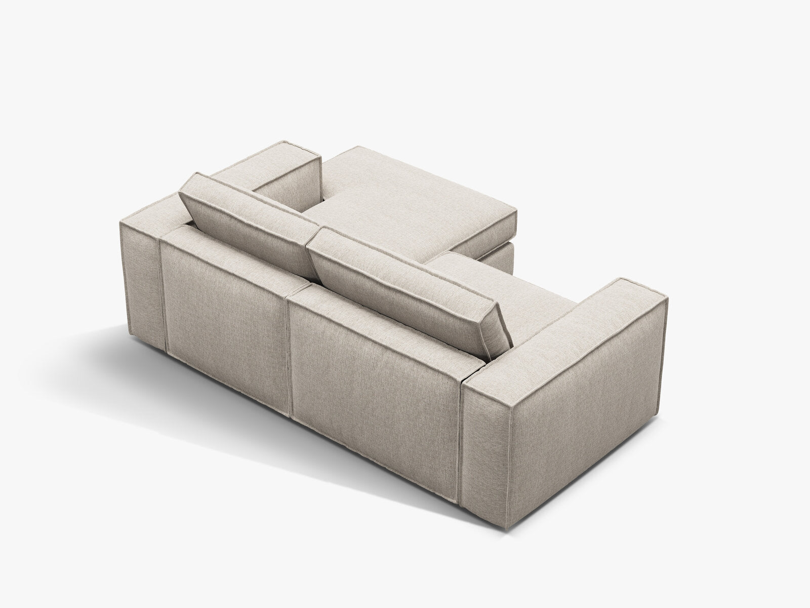 Micadoni modulares Ecksofa Pola 2-Sitzer kleine Version Rechts Strukturierter Stoff Babel Sand