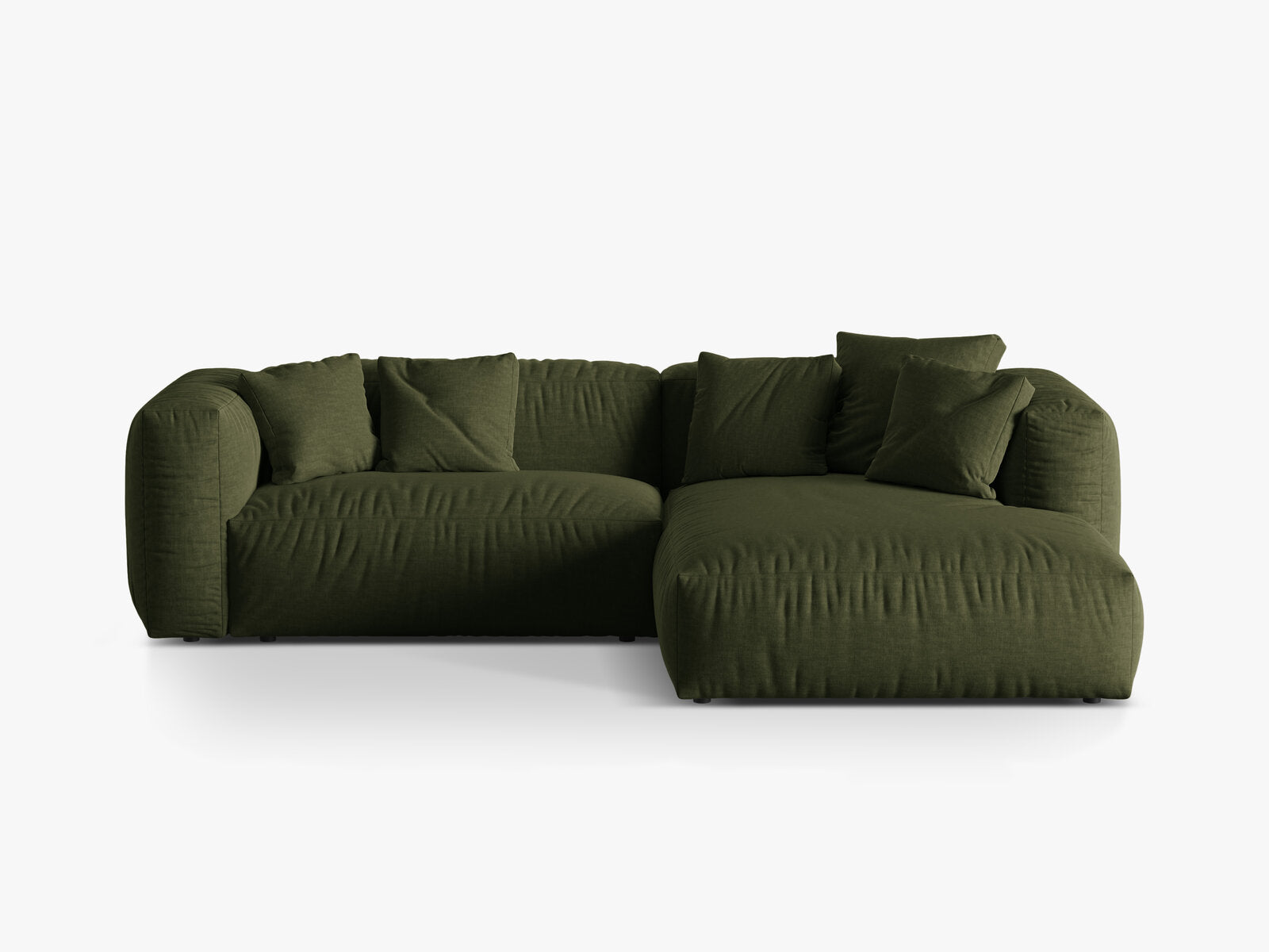 Micadoni Ecksofa Martina 2-Sitzer Rechts Strukturierter Stoff Boston Grün