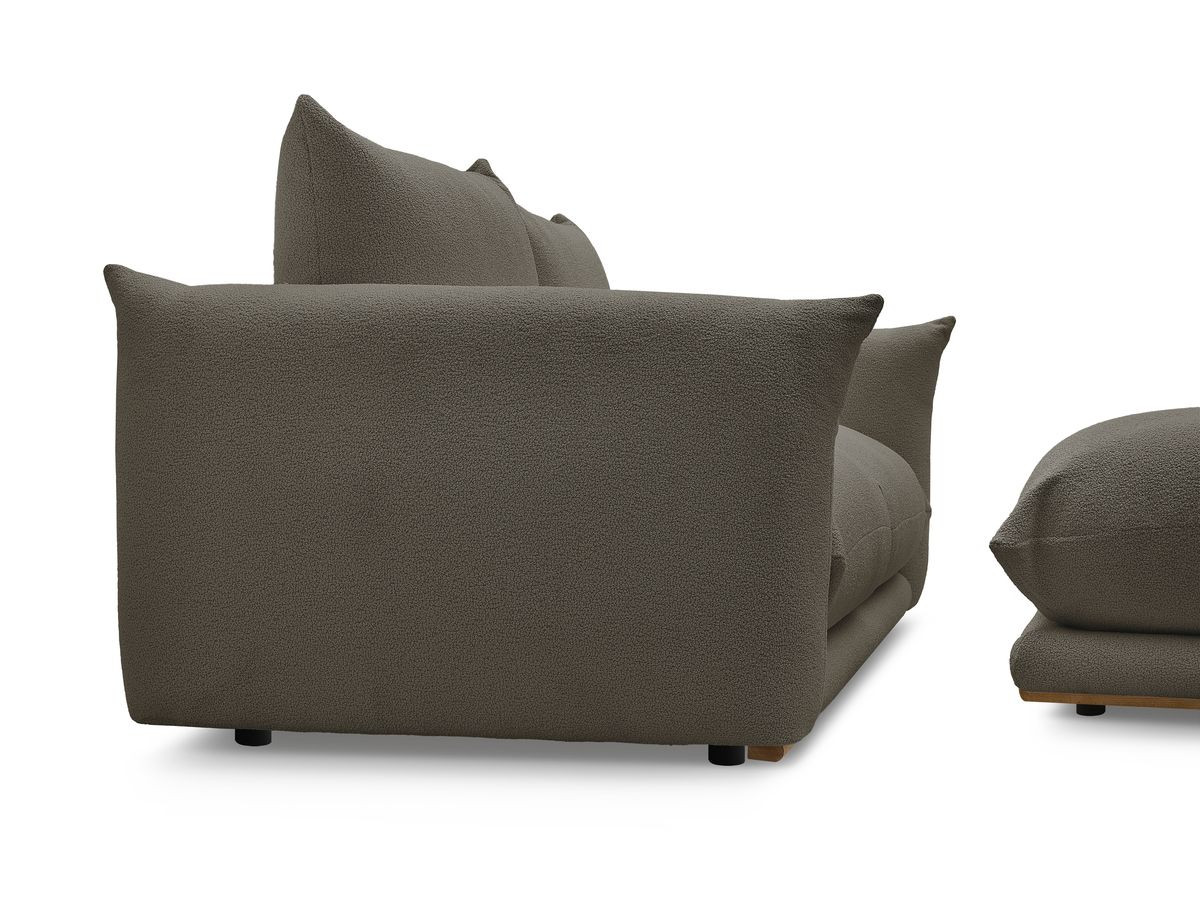 Bobochic Ernest Sofa 3-Sitzer mit Pouf 193 × 106 cm Bouclé-Stoff Braun