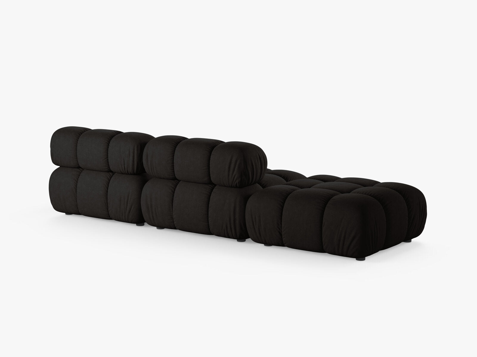 Micadoni Modulares Sofa Bellis 4-Sitzer Links Strukturierter Stoff Liberty Schwarz