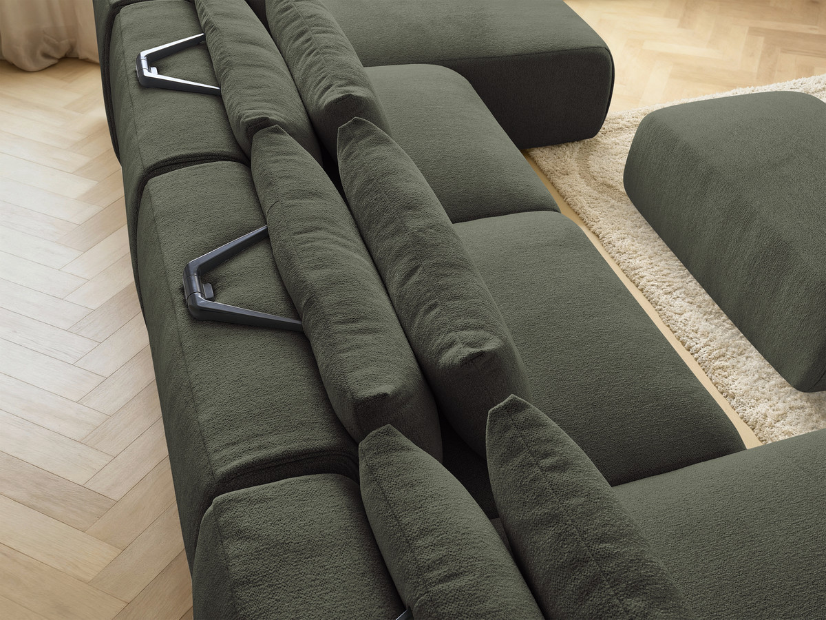Bobochic Jana Wohnlandschaft mit kleinem Pouf Melange-Stoff Grün