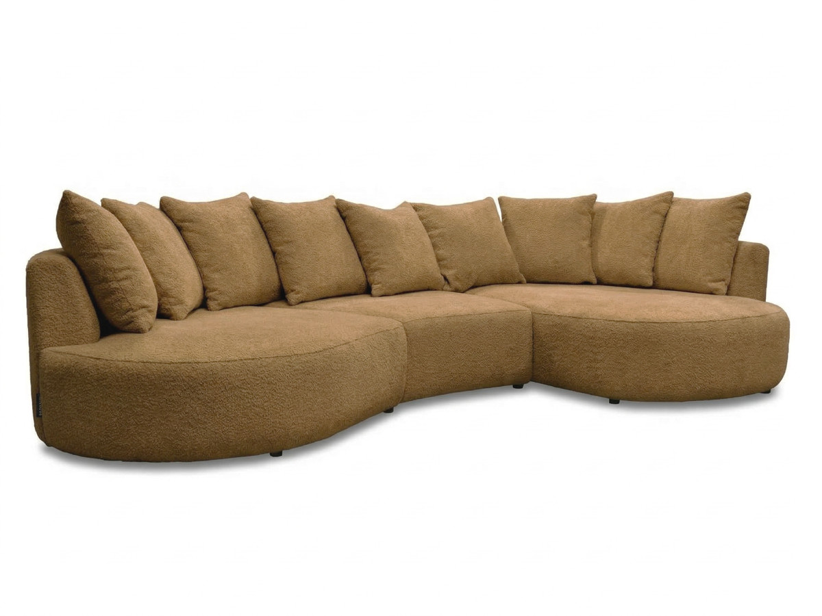 Bobochic Calypso Ecksofa Bouclé-Stoff Ockergelb Ecke rechts
