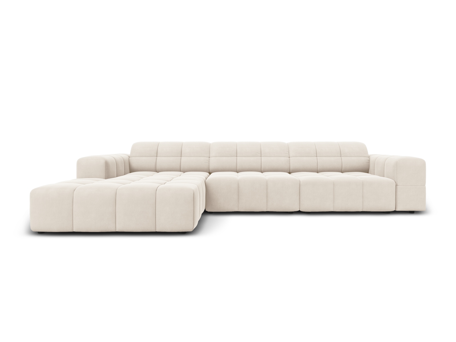 Cosmopolitan Design Ecksofa Chicago 4-Sitzer Samt Bluvel Helles Beige Links