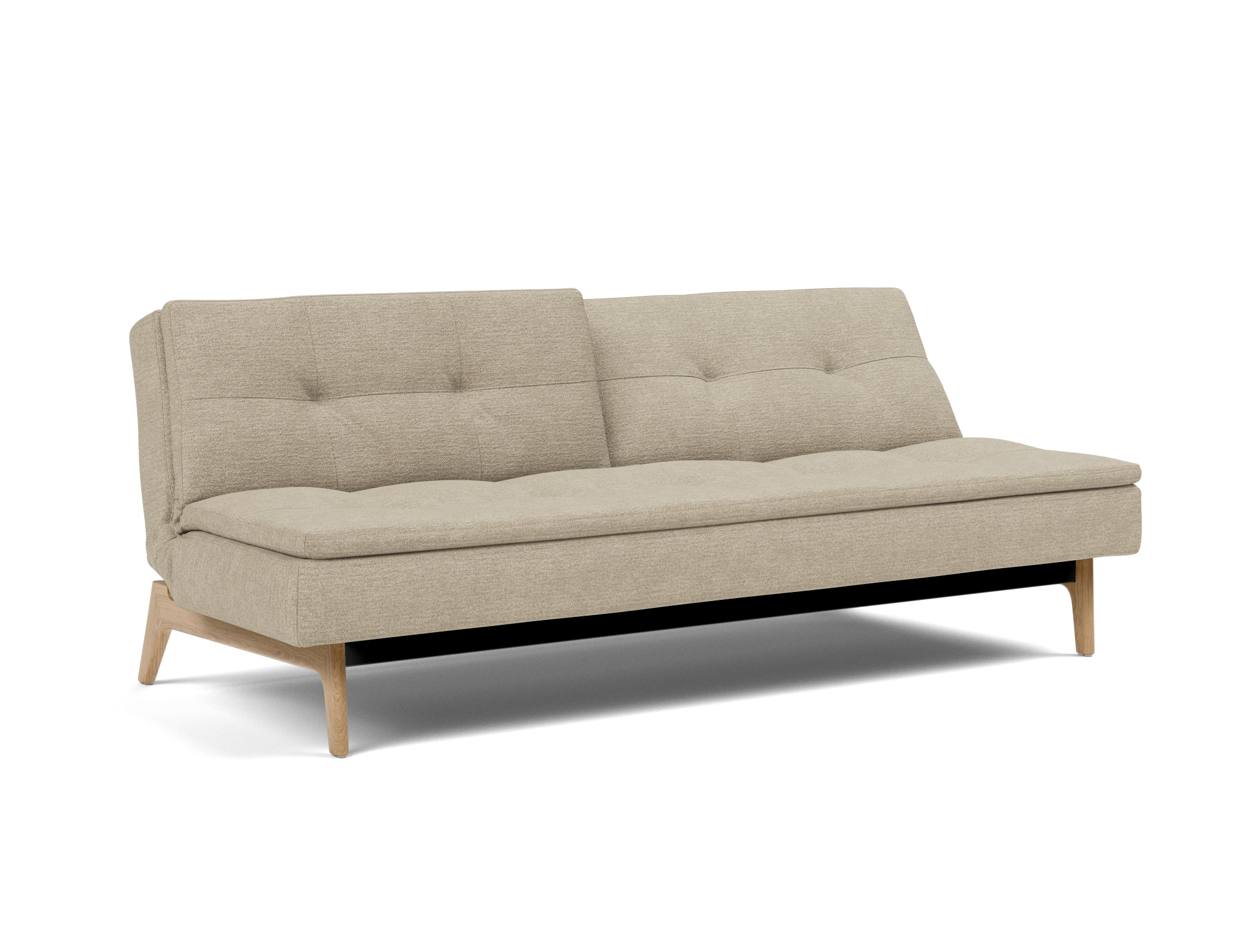 Schlafsofa Dublexo Strukturierter Stoff Taura 356-Sand Beine Eiche