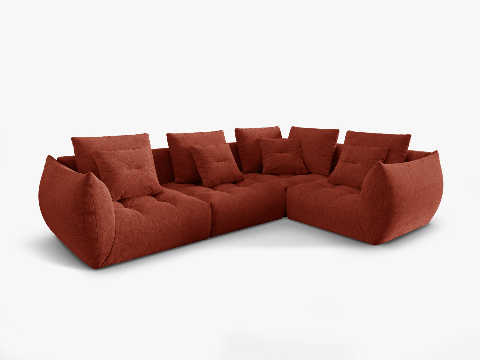 Micadoni Ecksofa Bloom 4-Sitzer Strukturierter Stoff Wind Kastanienbraun Rechts