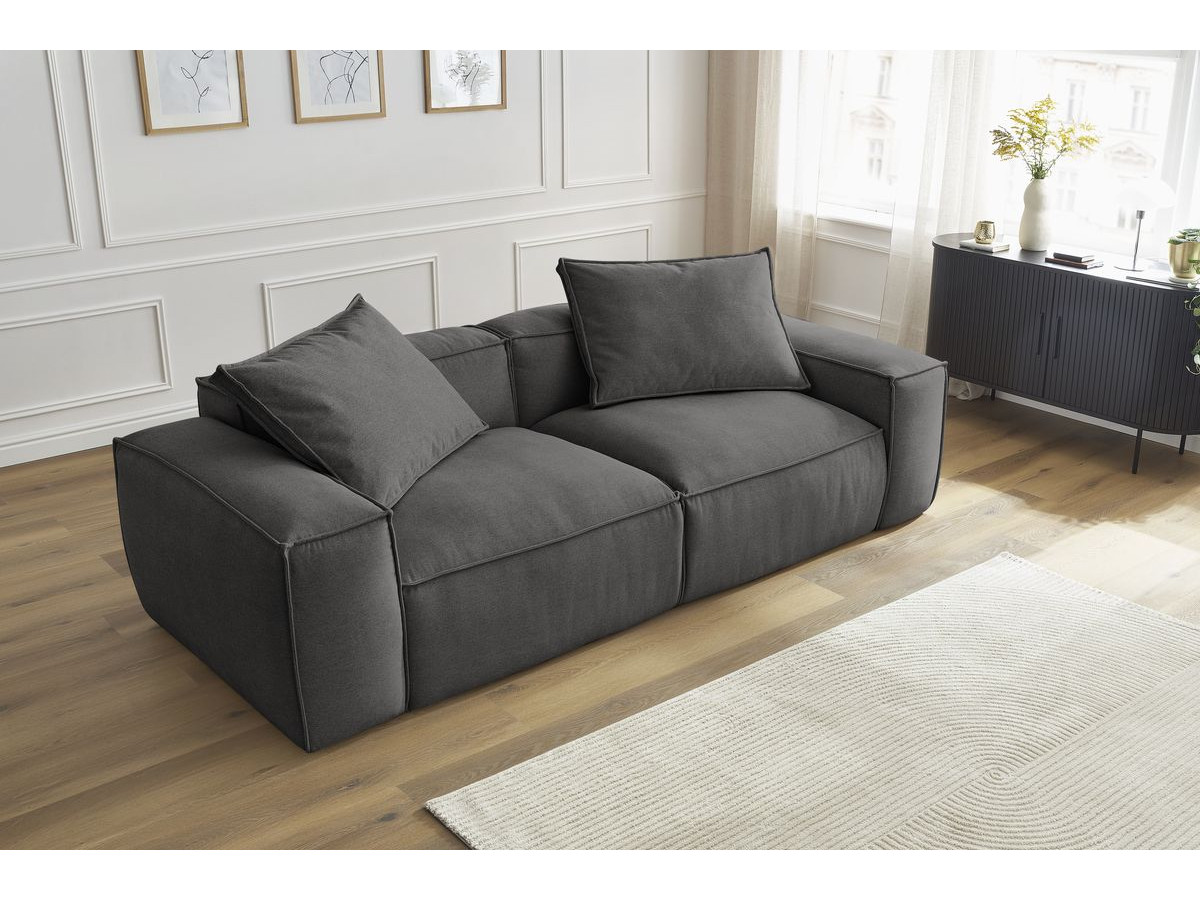 Bobochic Boheme Sofa 3-Sitzer Melange-Stoff Dunkelgrau