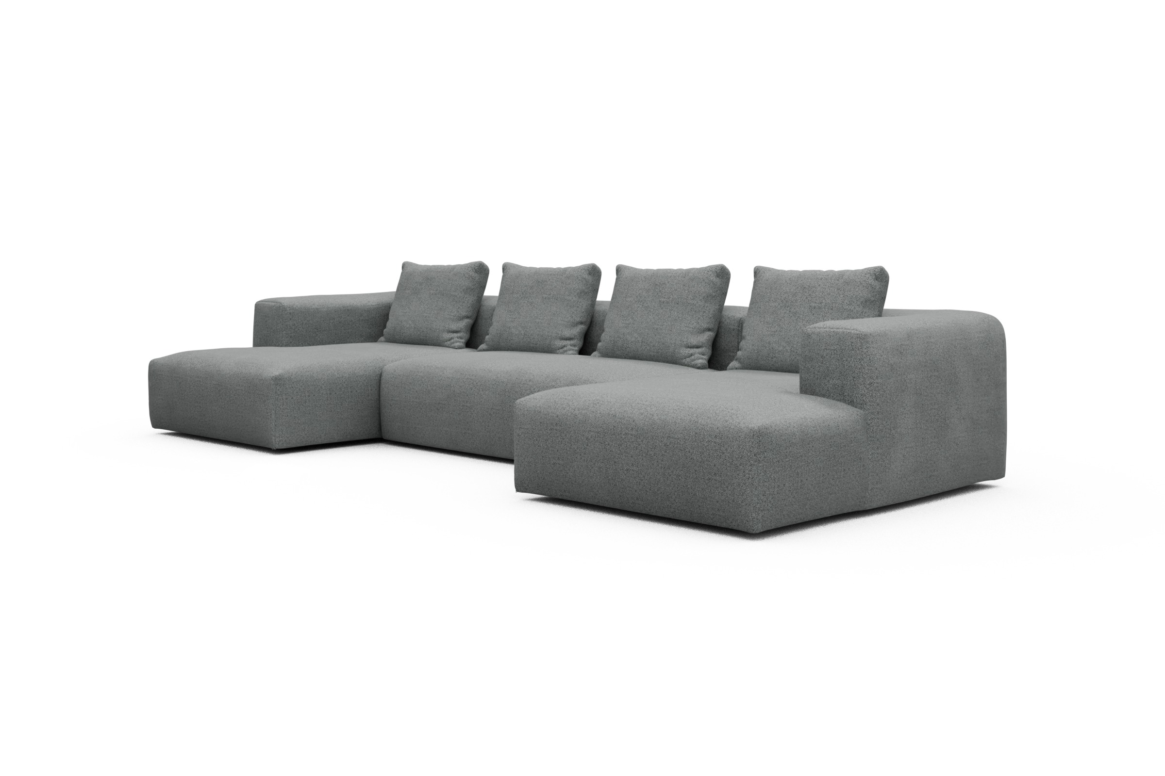 Wohnlandschaft Fred mit 2-Sitzer und Chaiselongue beidseitig Aivi-Gravet-Grey