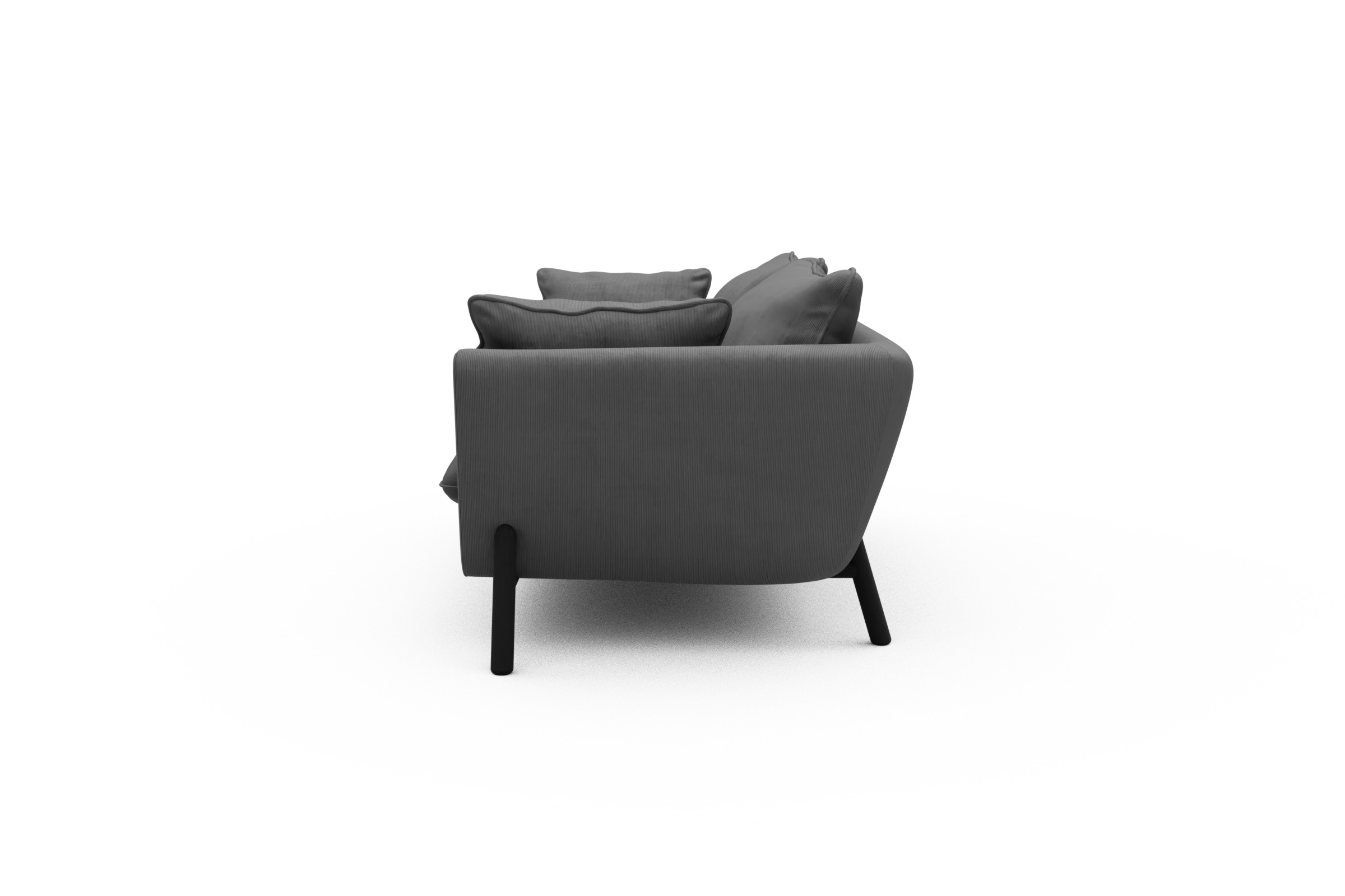 Sofa Emil PREMIUM 2-Sitzer Beinfarbe Eiche Schwarz Cordufine-Grey