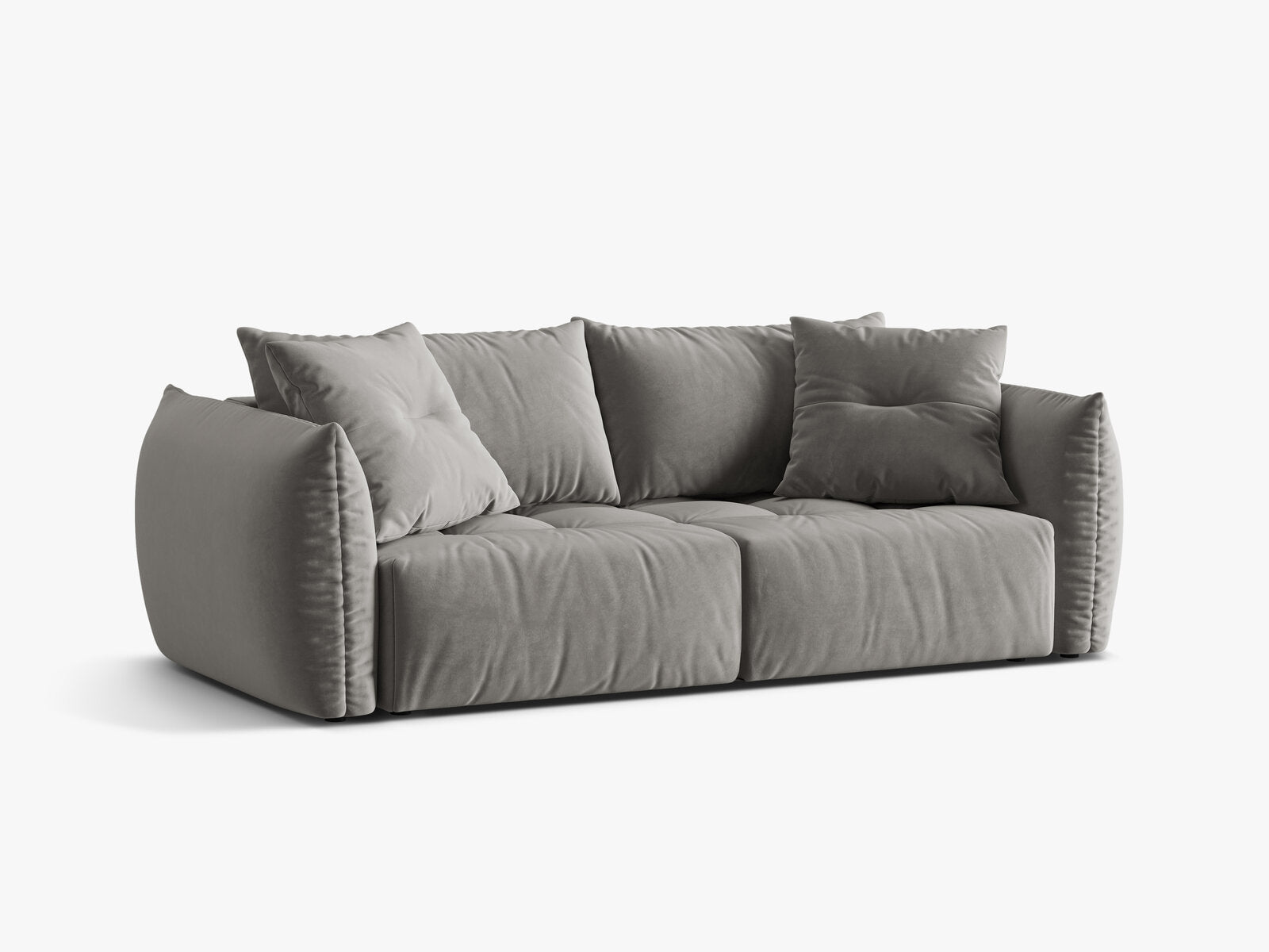 Micadoni Bloom Schlafsofa 3-Sitzer mit Bettkasten Samt Casino Grau