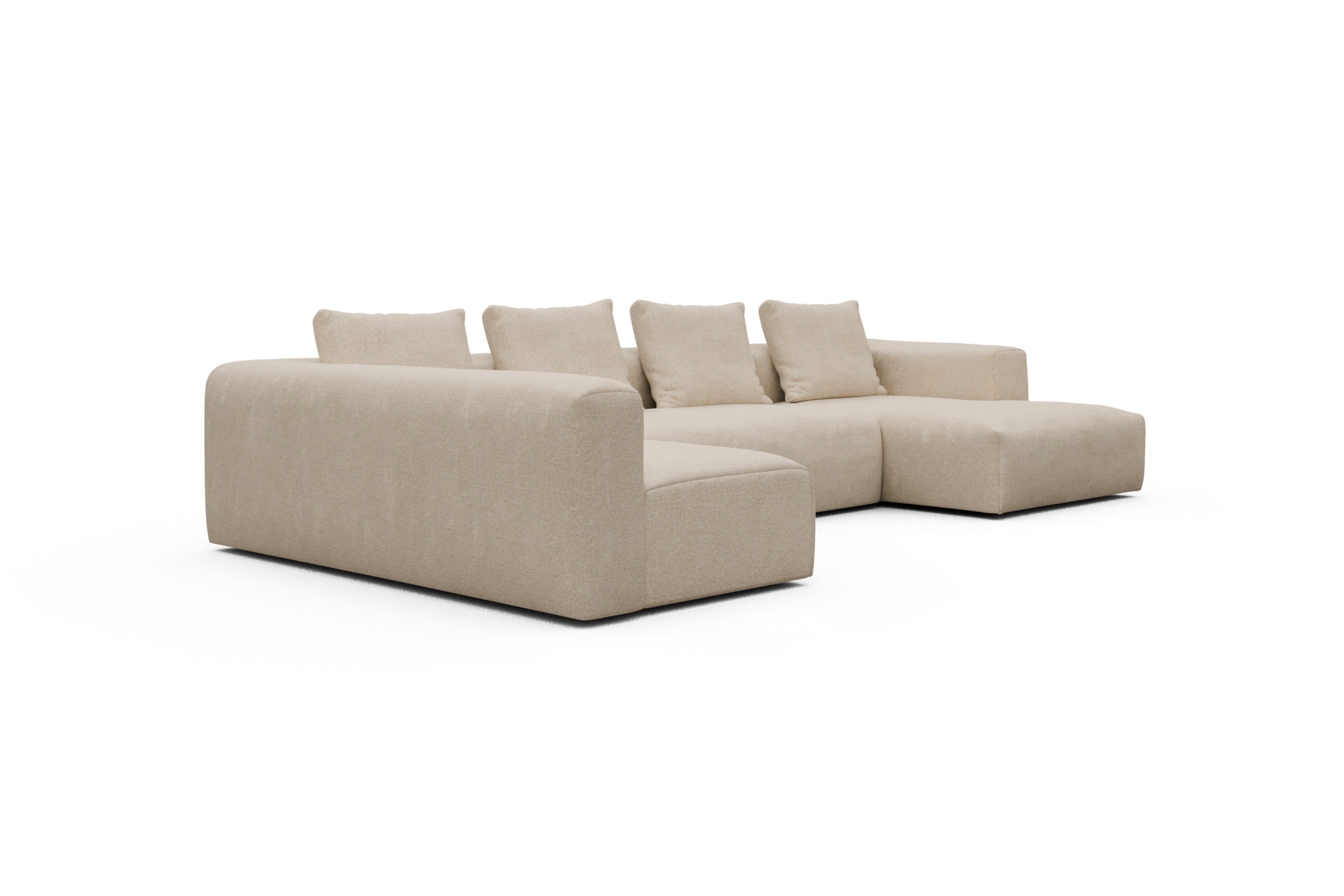 Wohnlandschaft Fred Chaiselongue rechts mit 2-Sitzer und lange Armlehne links Casone-Natural-Beige