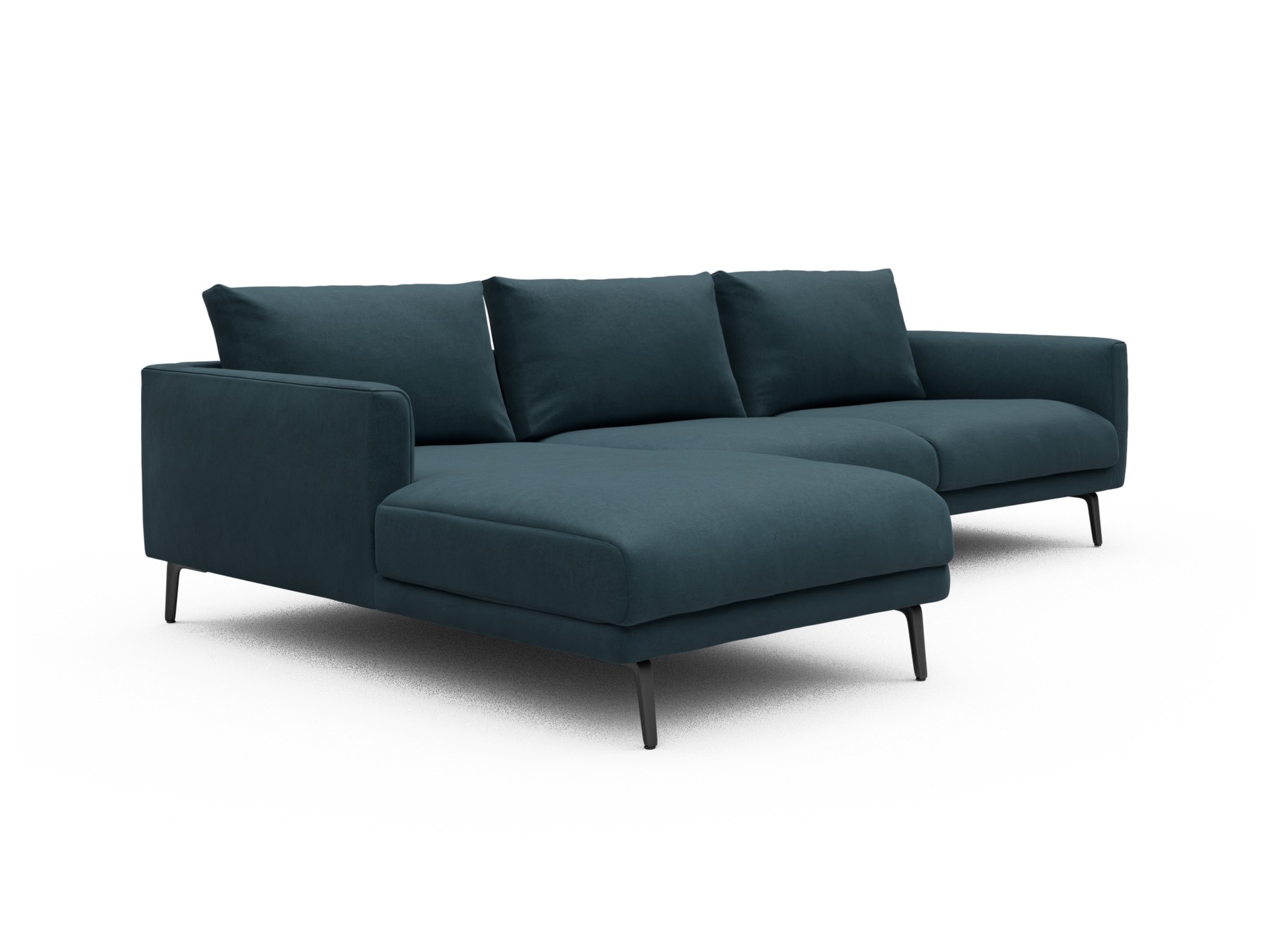 Skandi Home Ecksofa Karl Chaiselongue links mit 2,5-Sitzer Satya-Indigo moebelfaktor