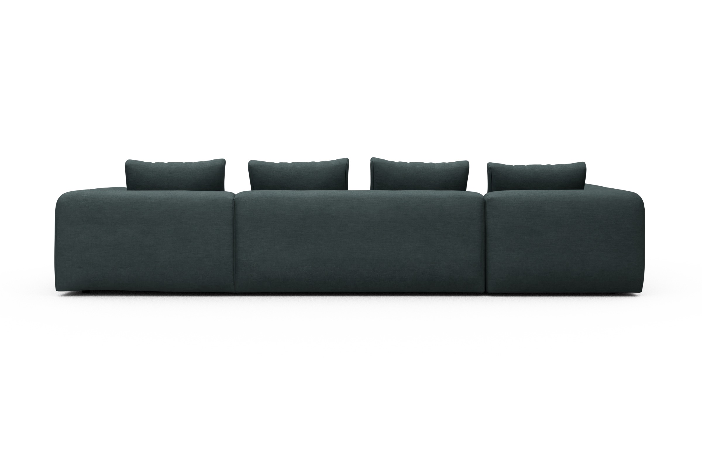 Wohnlandschaft Fred Chaiselongue rechts mit 2-Sitzer und lange Armlehne links Vivus-Blue