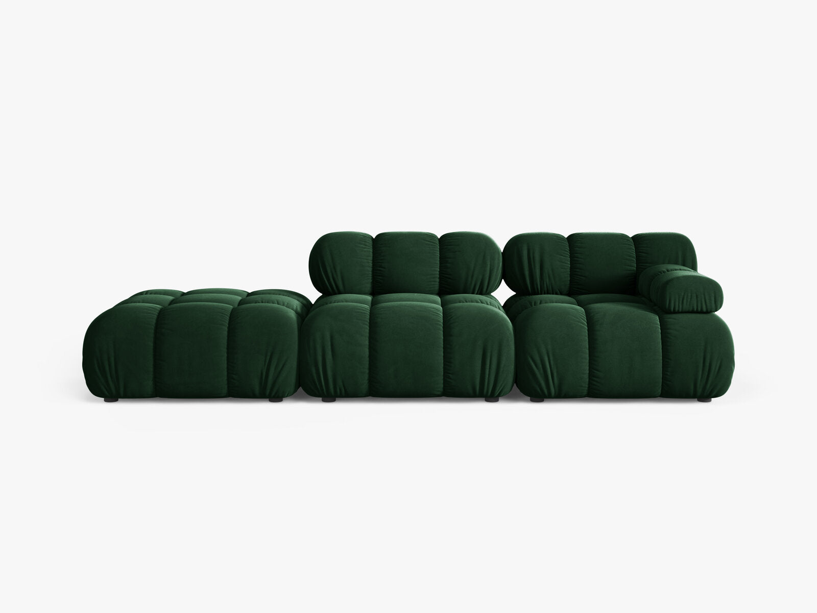 Micadoni Modulares Sofa Bellis 4-Sitzer Links Samt Bluvel Flaschengrün