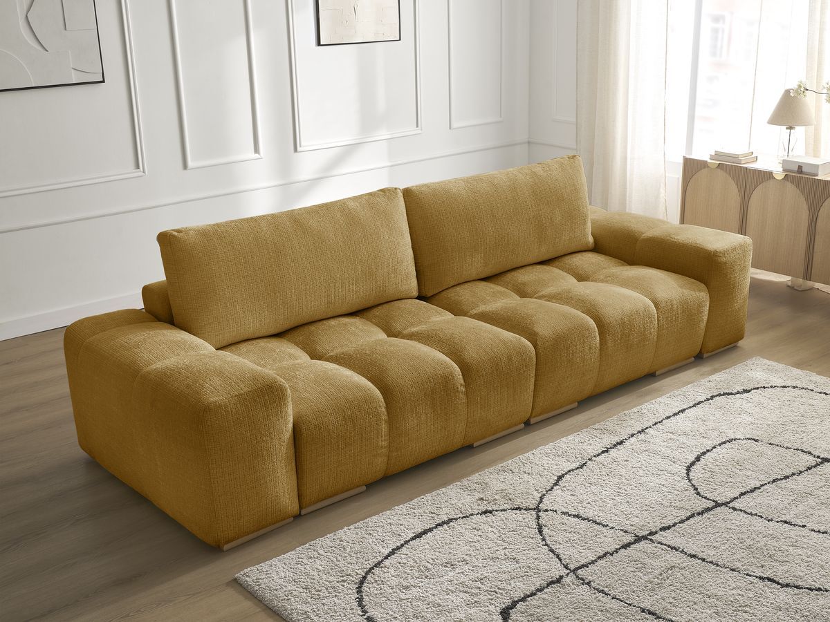 Bobochic Anakin Sofa 3-Sitzer, 2 Kissen Strukturstoff Gelb