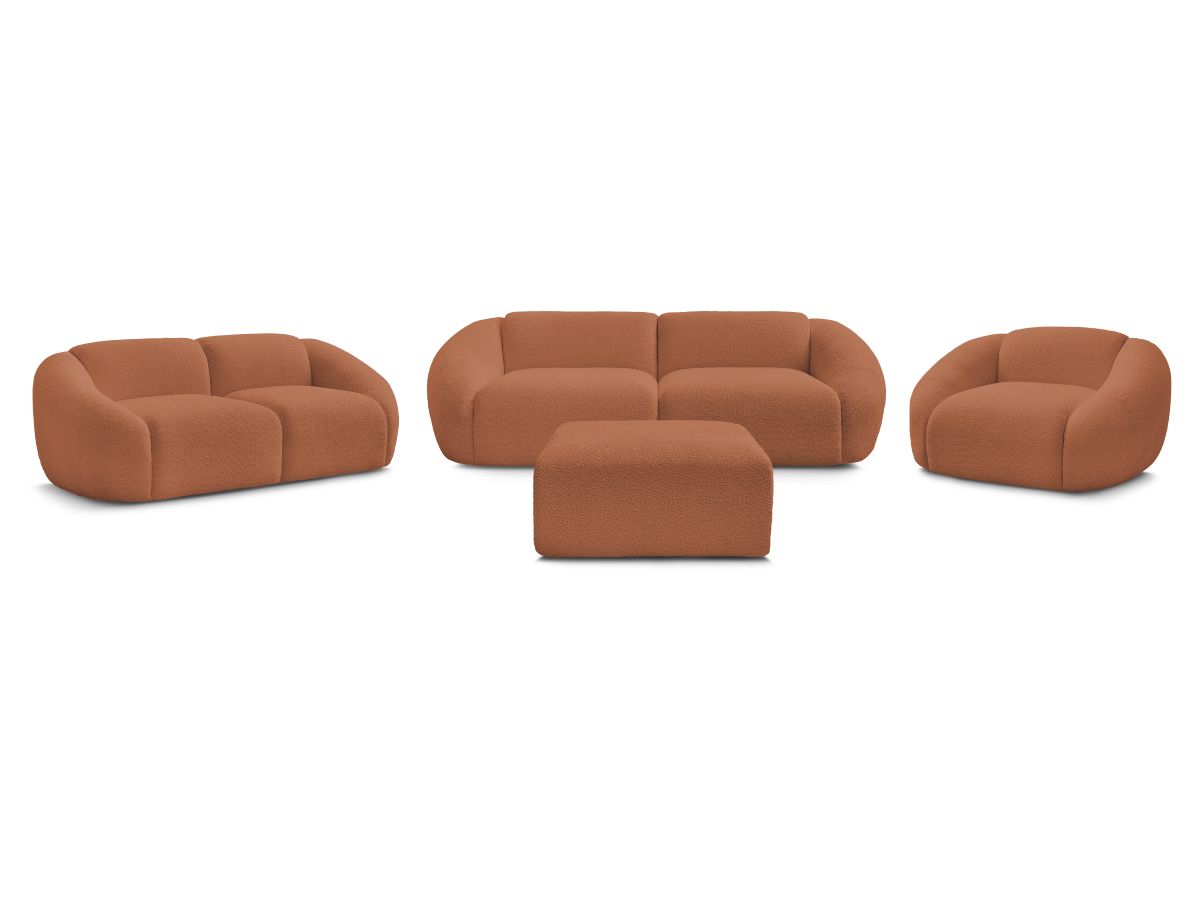 Bobochic Tina Sofa 7-Sitzer mit Pouf Bouclé-Stoff Orange