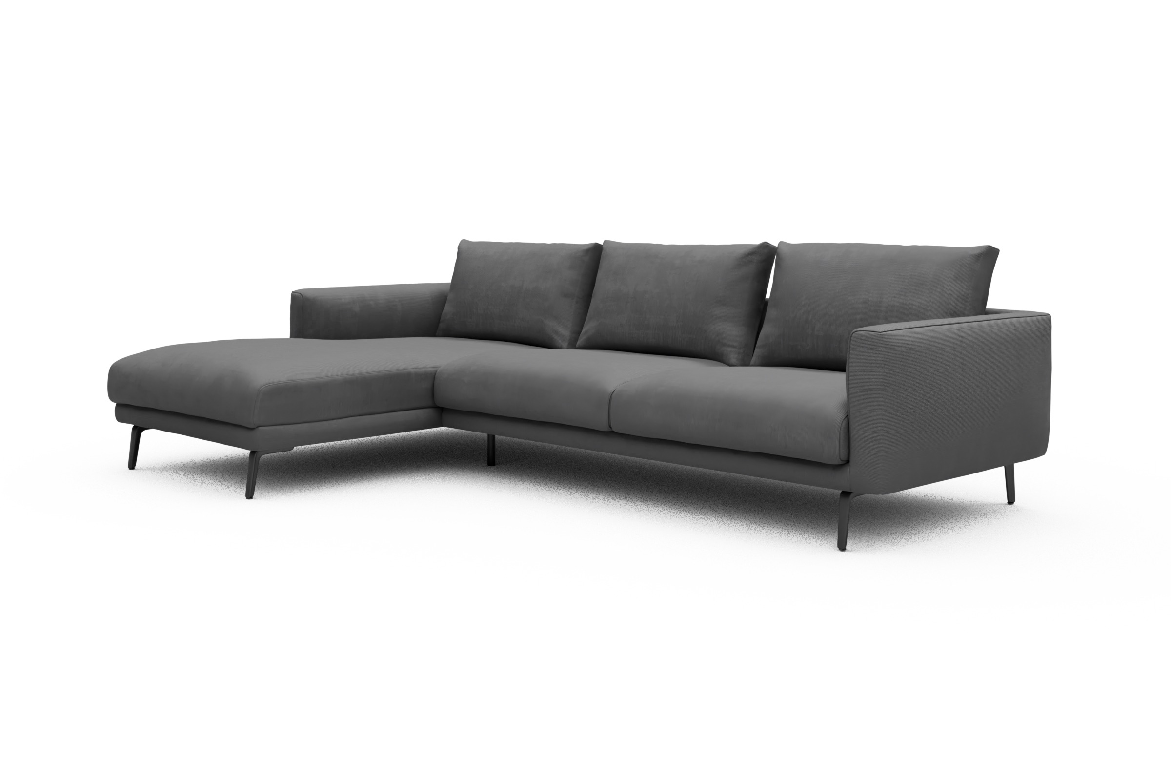 Ecksofa Karl Chaiselongue links mit 2,5-Sitzer Cordufine-Grey