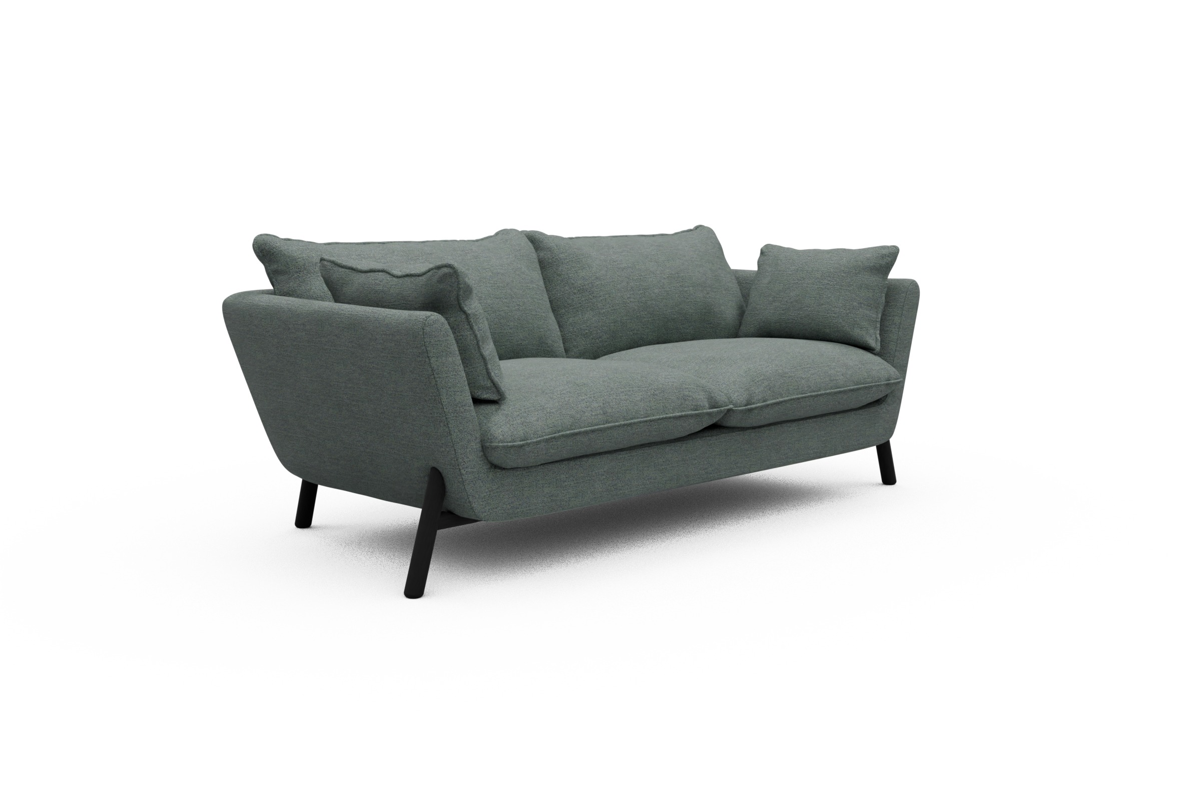Sofa Emil PREMIUM 2-Sitzer Beinfarbe Eiche Schwarz Carreno-Ice-Blue