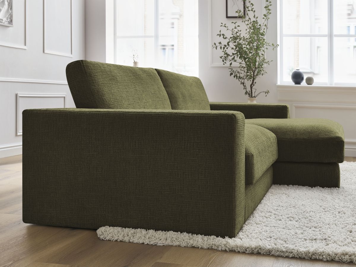 Bobochic Leonard Ecksofa 234 × 159 cm Strukturstoff Grün Ecke rechts