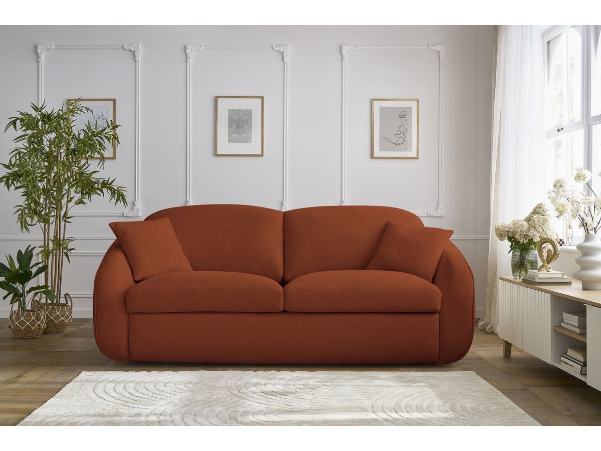 Bobochic Cezanne Schlafsofa 3-Sitzer Stoff Orange, Liegefläche 140 × 194 cm