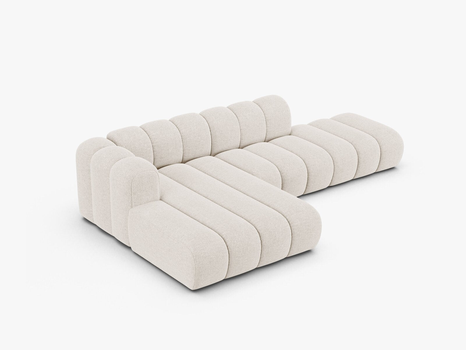 Micadoni Modulares Ecksofa offen Lupine 5-Sitzer Links Chenille Eden Helles Beige