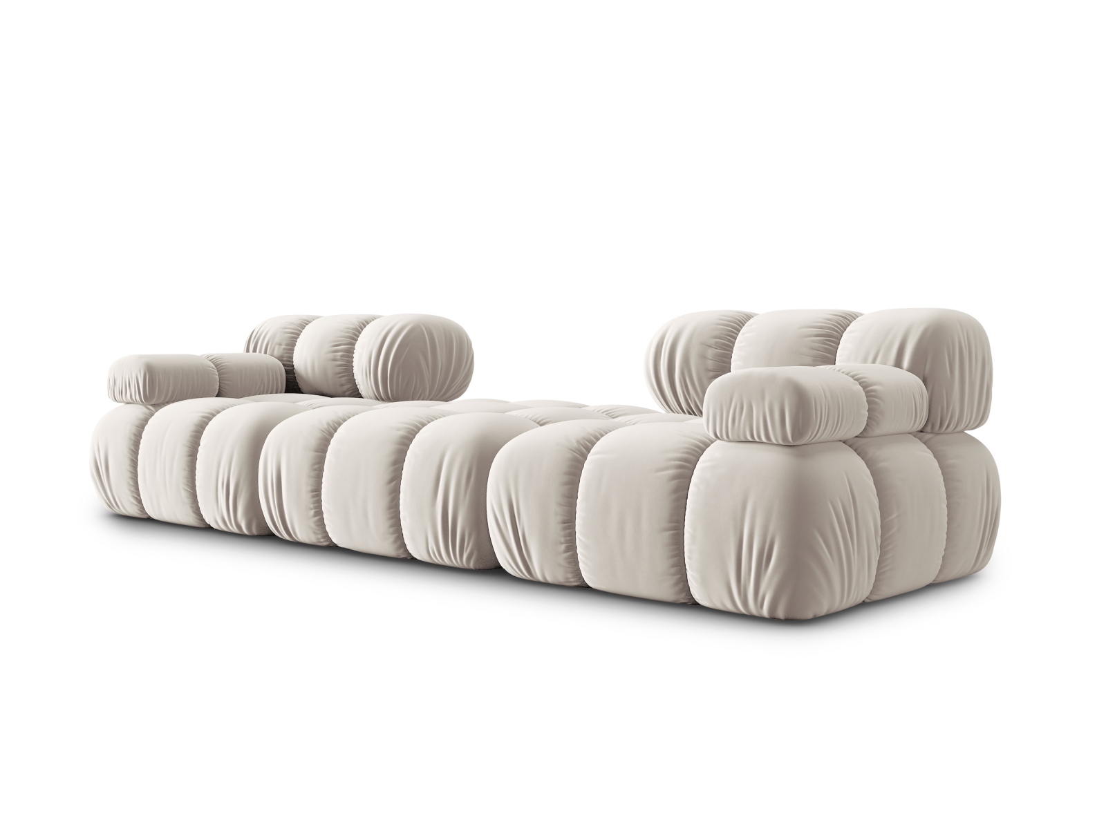 Micadoni Modulares Sofa Bellis 3-Sitzer mit flachem Modul Samt Bluvel Dunkelbeige