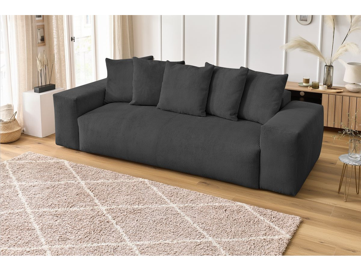 Bobochic Voltaire Sofa 3-Sitzer 280 × 124 cm Cordsamt Dunkelgrau