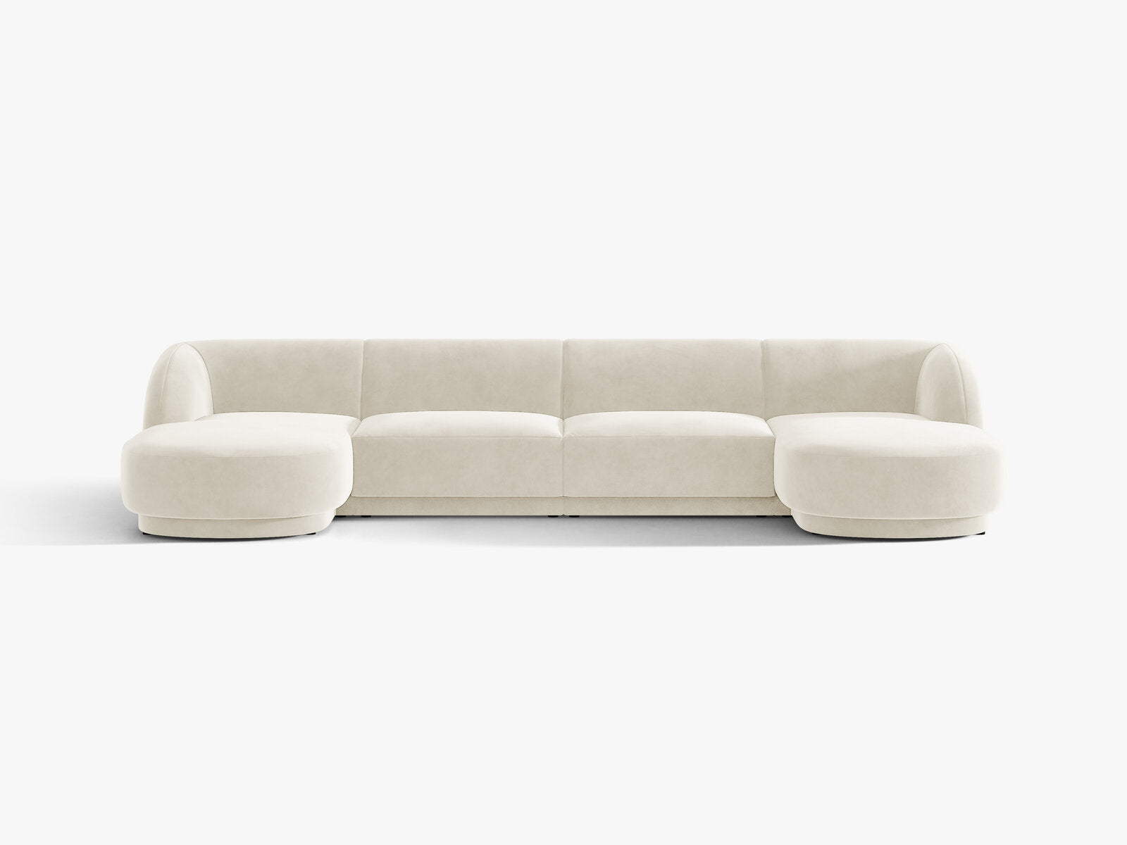 Micadoni Panorama-Sofa Miley 5-Sitzer Samt Bluvel Helles Beige