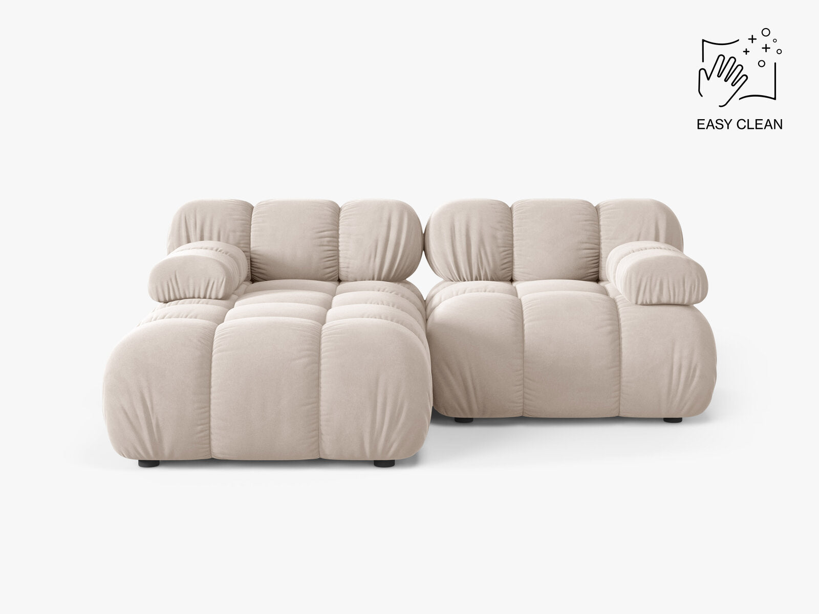 Micadoni Modulares Ecksofa Bellis 3-Sitzer Links Samt Venus Helles Beige