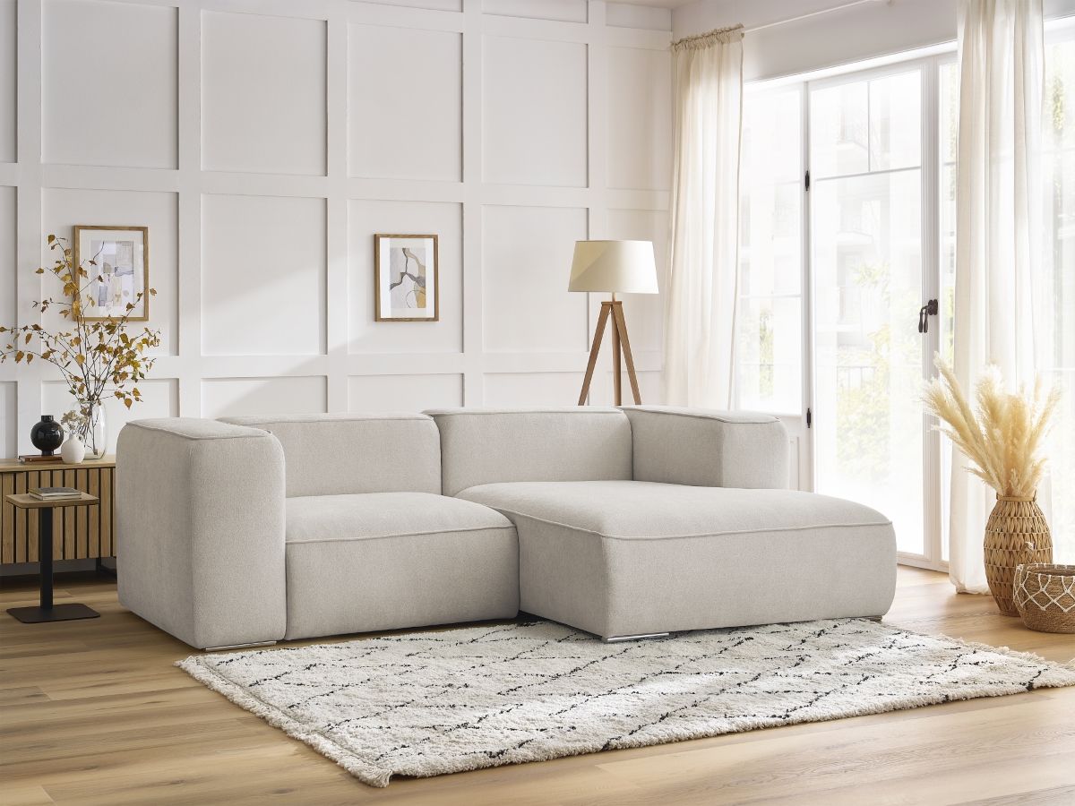 Bobochic Zephyr Ecksofa 260 × 165 cm Strukturstoff Beige Ecke rechts