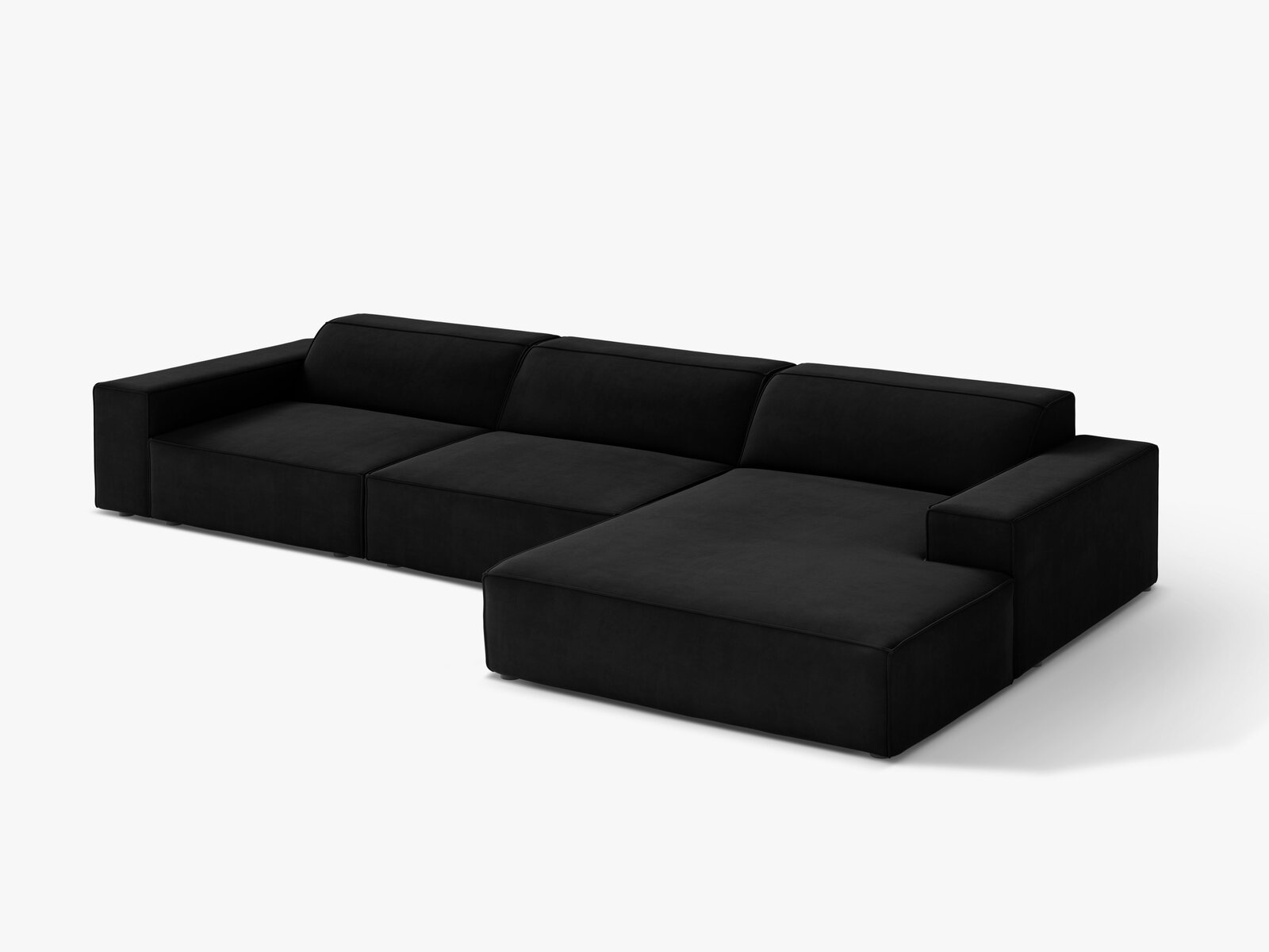 Micadoni Ecksofa Jodie 4-Sitzer Rechts Samt Bluvel Schwarz