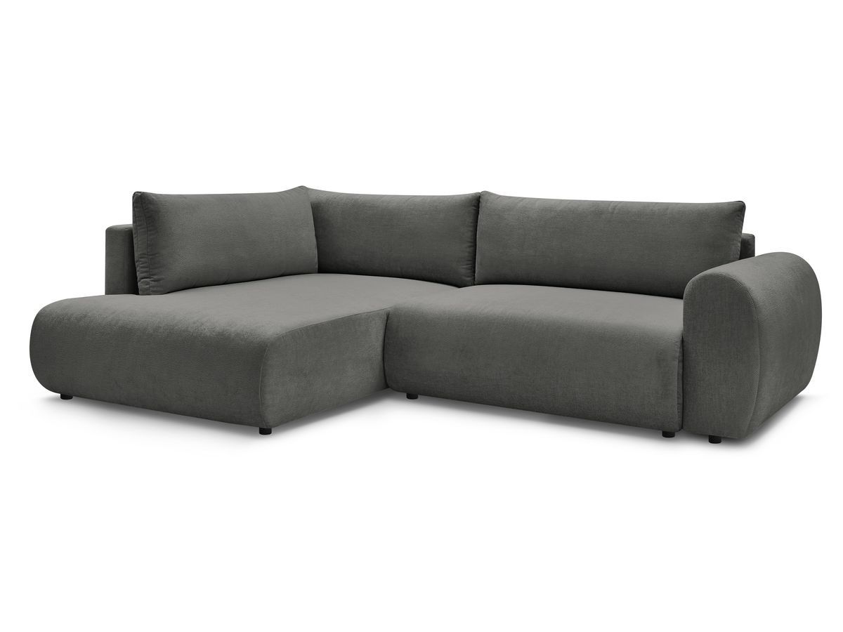 Bobochic Lucien Ecksofa mit Schlaffunktion und Bettkasten 296 × 198 cm Stoff Dunkelgrau Ecke links